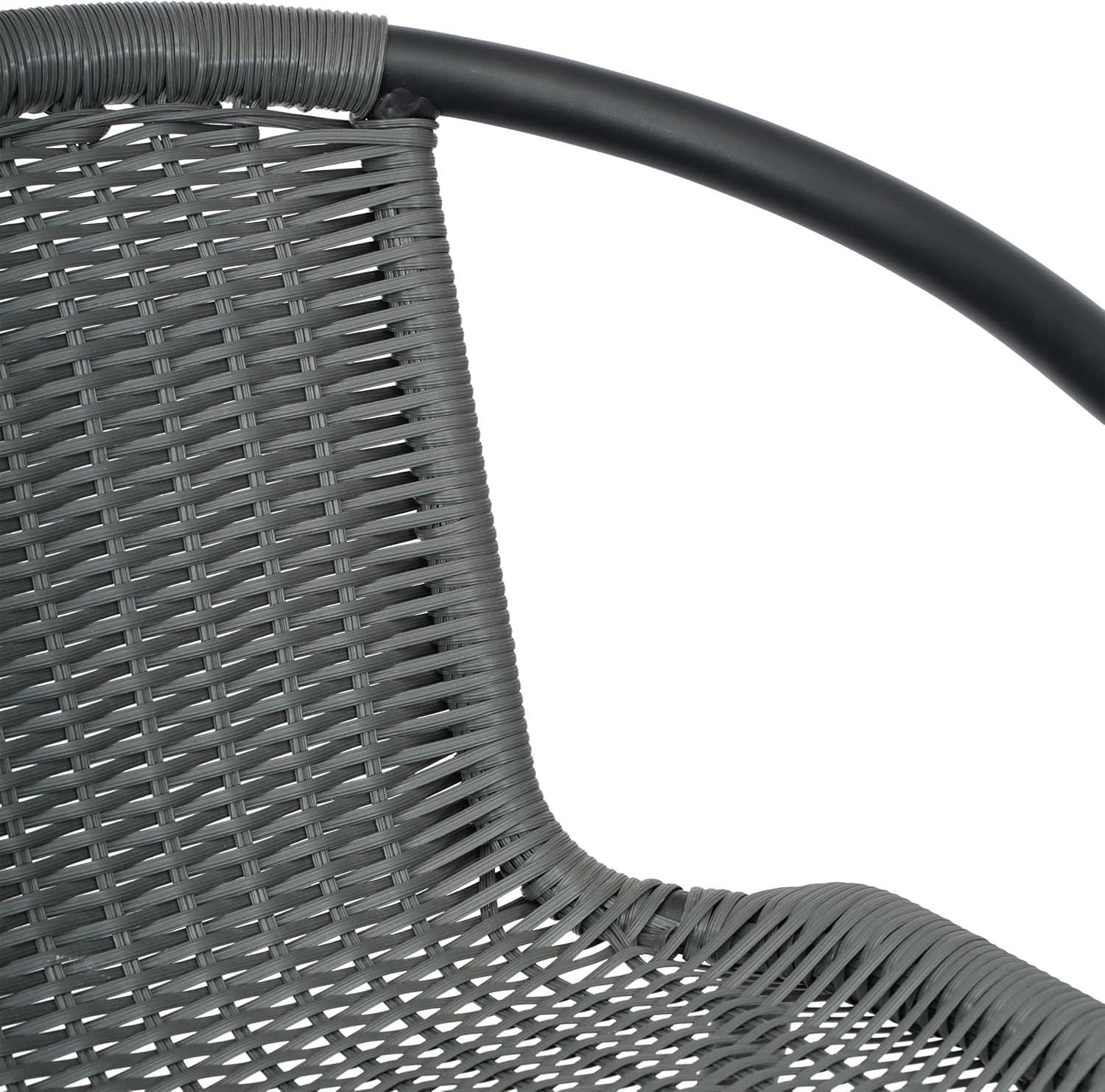 imageFlash Furniture Lila Commercial Grade Rattan IndoorOutdoor Commercial Restaurant Barstool Rattan Seat and Back Footrest Medium Brown 4 PackGrey