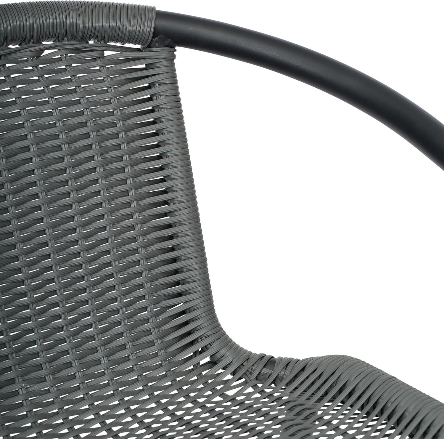 imageFlash Furniture Lila Commercial Grade Rattan IndoorOutdoor Commercial Restaurant Barstool Rattan Seat and Back Footrest Medium Brown 4 PackGrey
