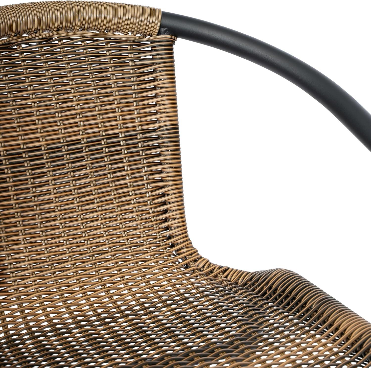 imageFlash Furniture Lila Commercial Grade Rattan IndoorOutdoor Commercial Restaurant Barstool Rattan Seat and Back Footrest Medium Brown 4 PackMedium Brown