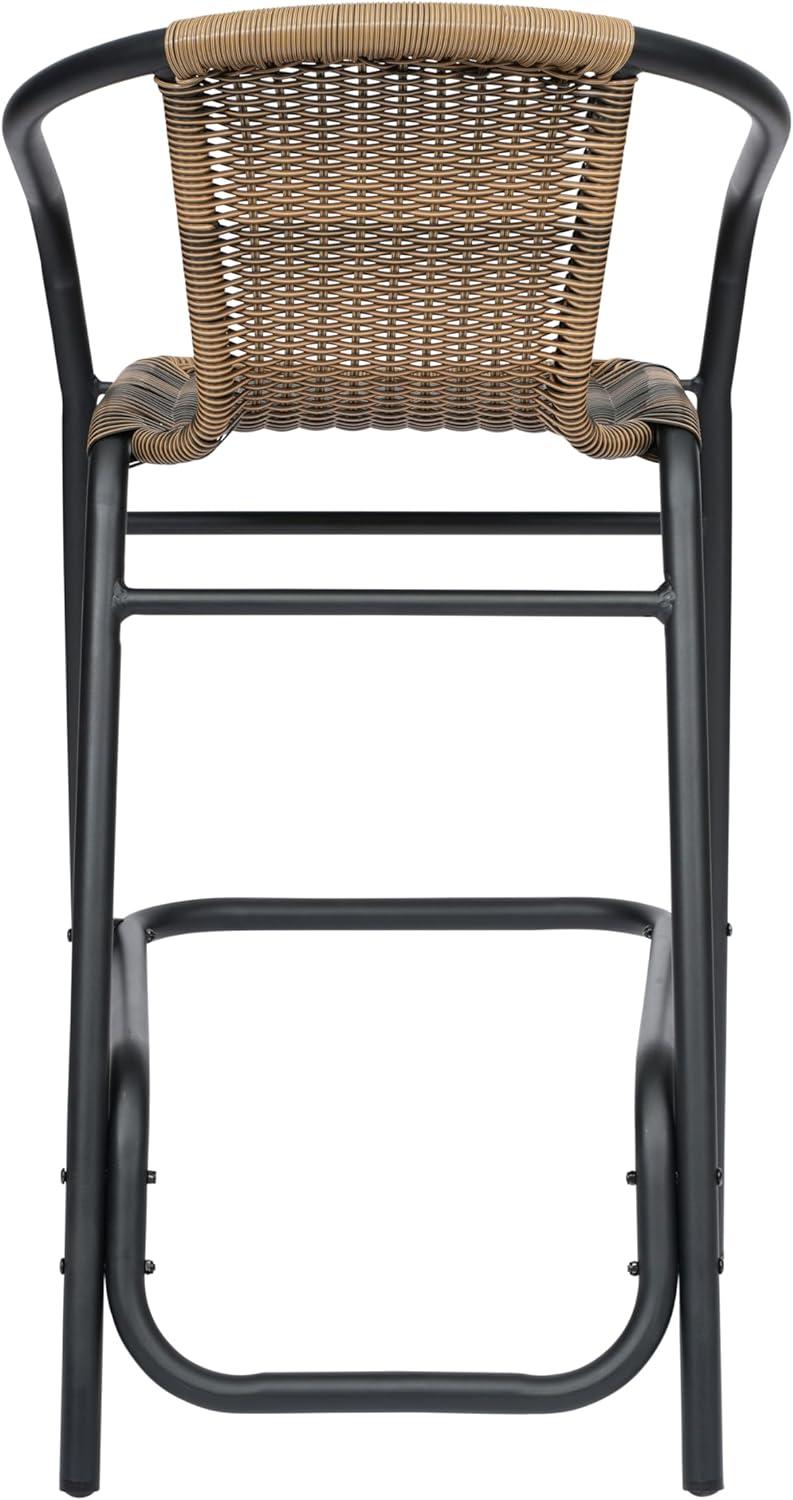 imageFlash Furniture Lila Commercial Grade Rattan IndoorOutdoor Commercial Restaurant Barstool Rattan Seat and Back Footrest Medium Brown 4 PackMedium Brown