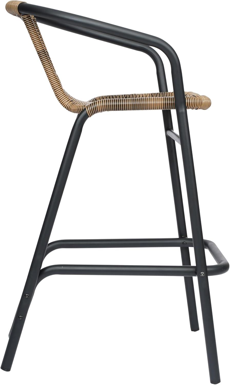 imageFlash Furniture Lila Commercial Grade Rattan IndoorOutdoor Commercial Restaurant Barstool Rattan Seat and Back Footrest Medium Brown 4 PackMedium Brown