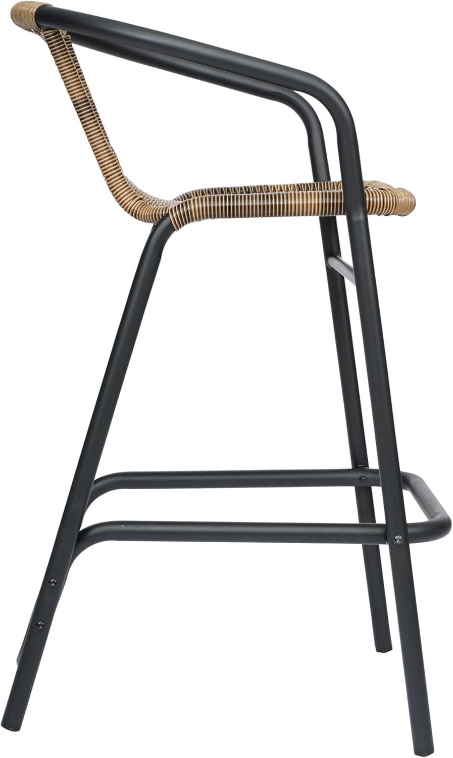 imageFlash Furniture Lila Commercial Grade Rattan IndoorOutdoor Commercial Restaurant Barstool Rattan Seat and Back Footrest Medium Brown 4 PackMedium Brown