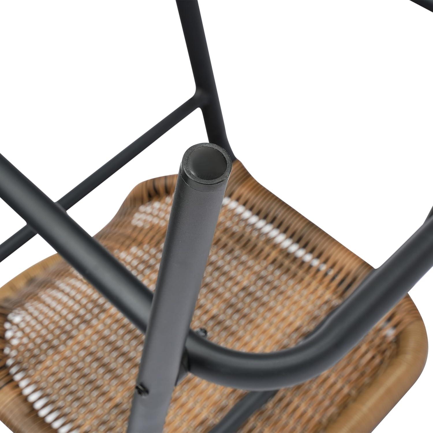 imageFlash Furniture Lila Commercial Grade Rattan IndoorOutdoor Commercial Restaurant Barstool Rattan Seat and Back Footrest Medium Brown 4 PackMedium Brown