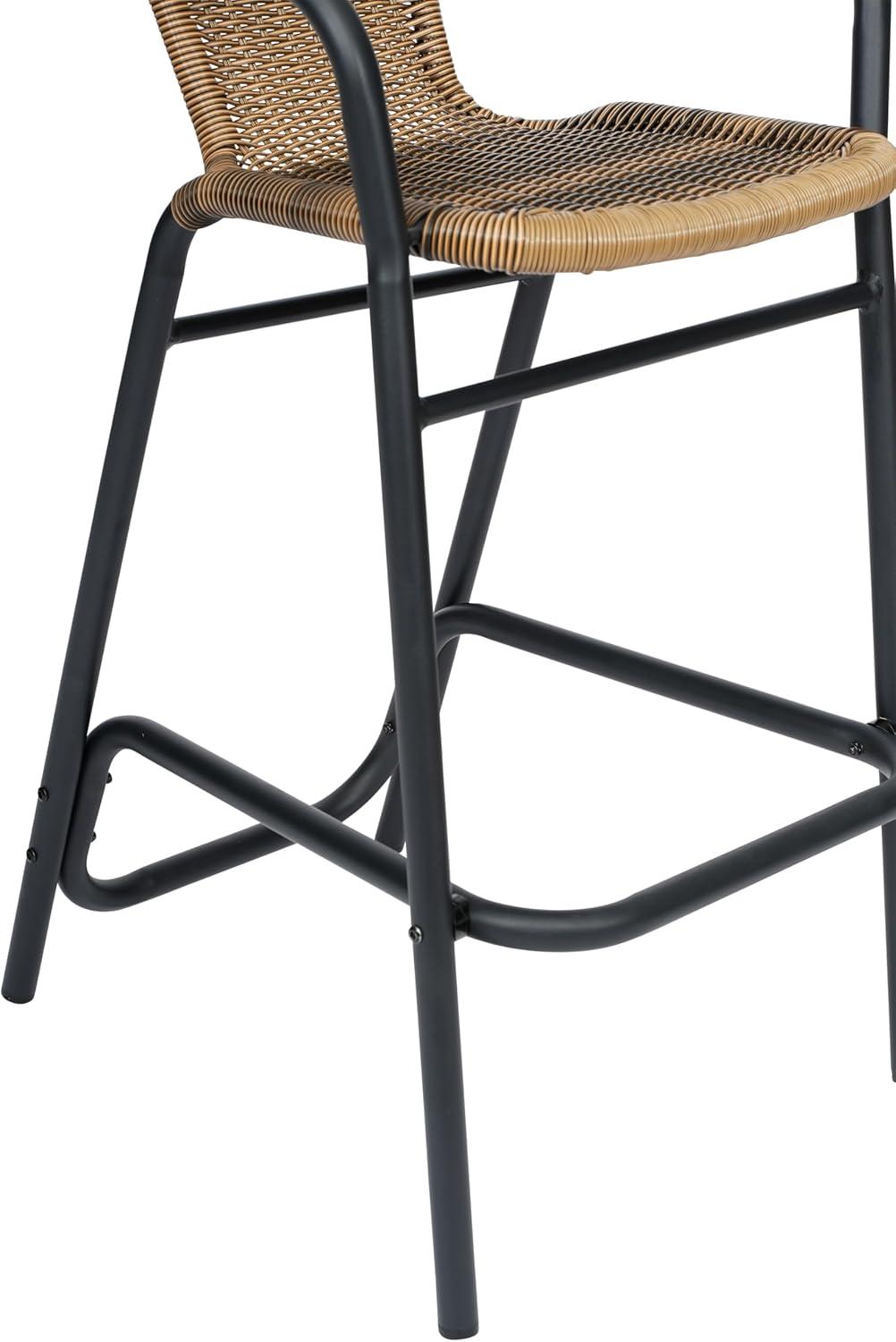 imageFlash Furniture Lila Commercial Grade Rattan IndoorOutdoor Commercial Restaurant Barstool Rattan Seat and Back Footrest Medium Brown 4 PackMedium Brown