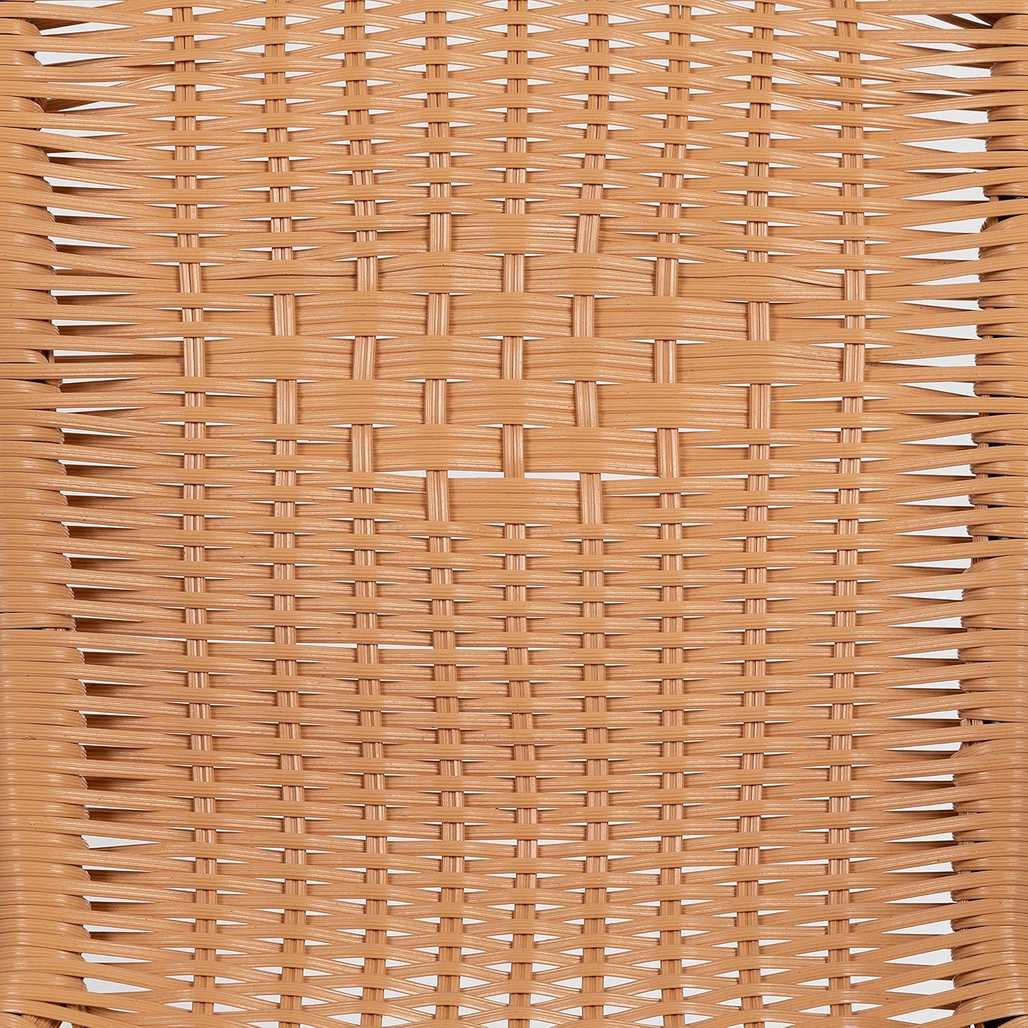 imageFlash Furniture Lila Modern Rattan IndoorOutdoor Stackable Dining Chairs Stacking Rattan Bistro Chairs for Patio or Restaurant Set of 2 BrownBeige