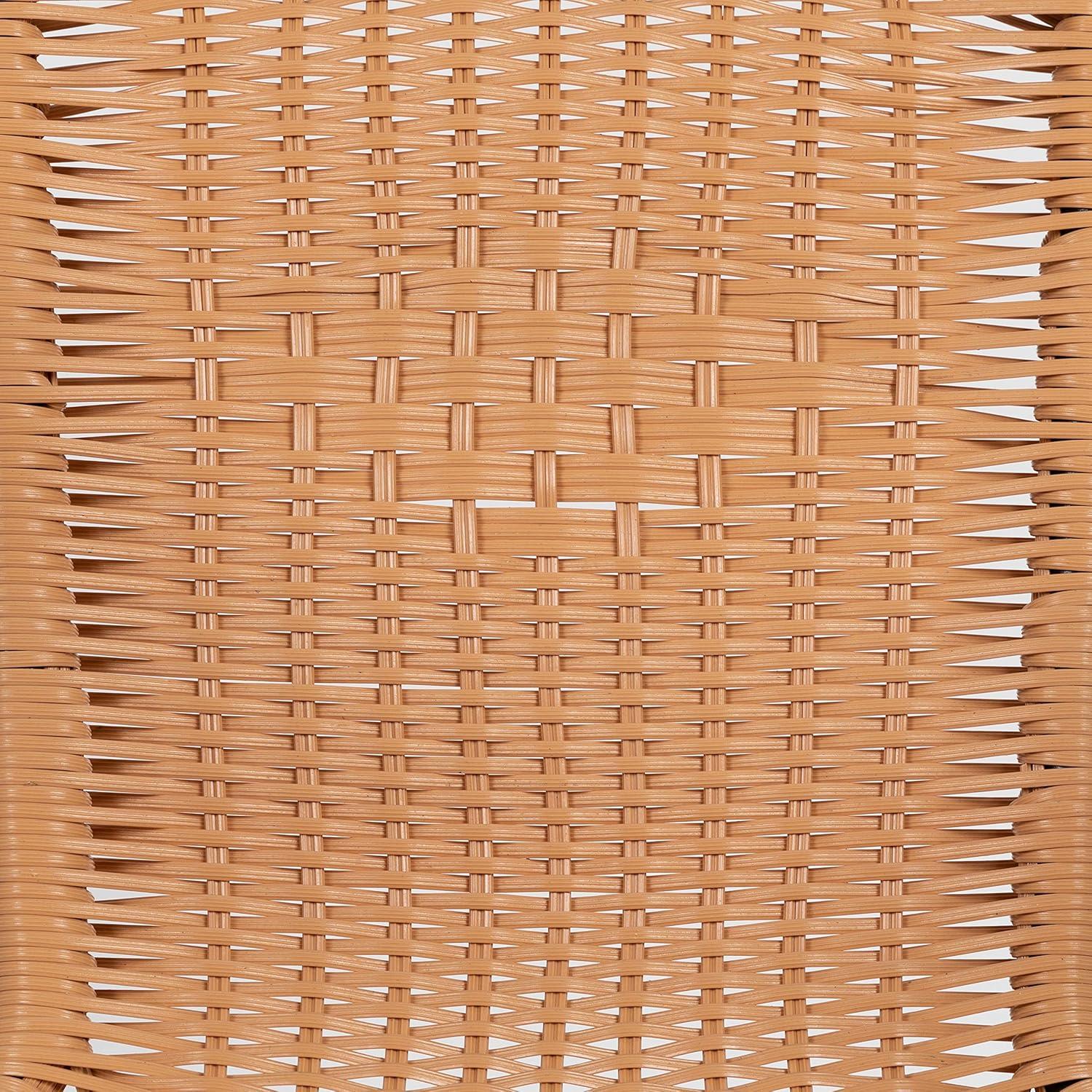 imageFlash Furniture Lila Modern Rattan IndoorOutdoor Stackable Dining Chairs Stacking Rattan Bistro Chairs for Patio or Restaurant Set of 2 BrownBeige