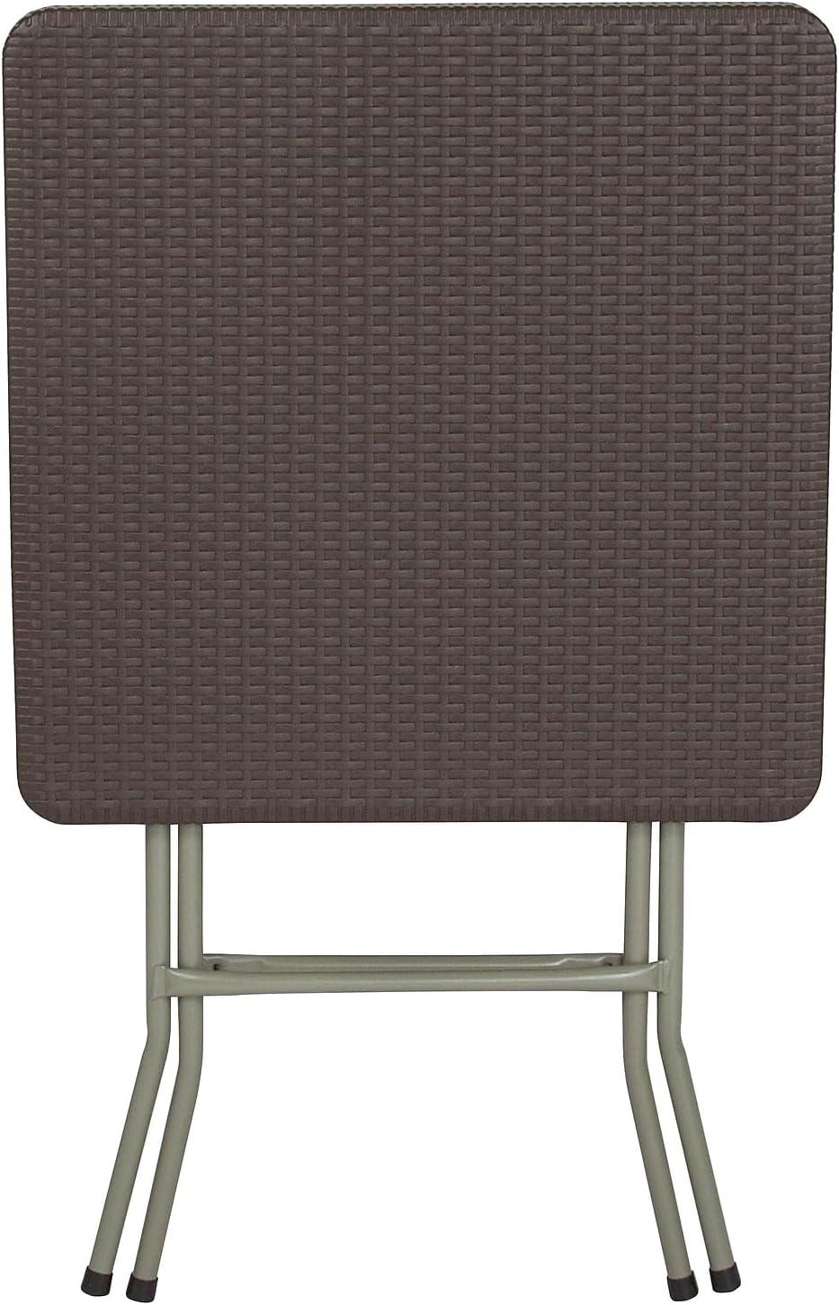 imageFlash Furniture Linburgh Commercial Grade 195Foot Square Brown Rattan Plastic Folding Table
