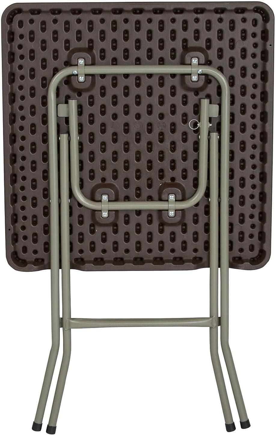 imageFlash Furniture Linburgh Commercial Grade 195Foot Square Brown Rattan Plastic Folding Table