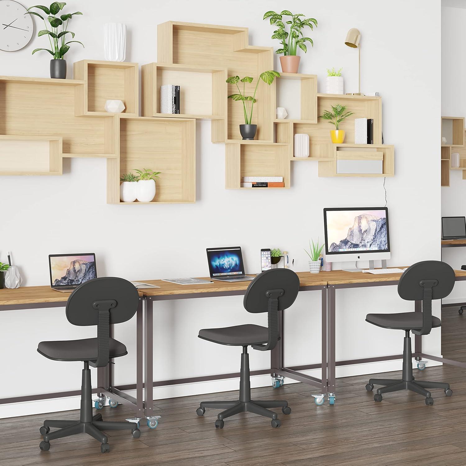 imageFlash Furniture Livingston Collection Computer Table and Desk in Brown Oak Wood Grain Finish with Metal Wheels