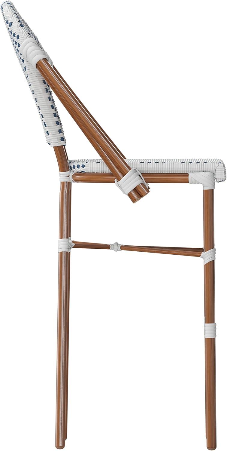 imageFlash Furniture Lourdes Commercial Grade Bistro Barstool Stackable IndoorOutdoor Dining Stool 30quotHigh NaturalWhite ampamp Light Natural Finish Set of 2White NavyNatural Frame