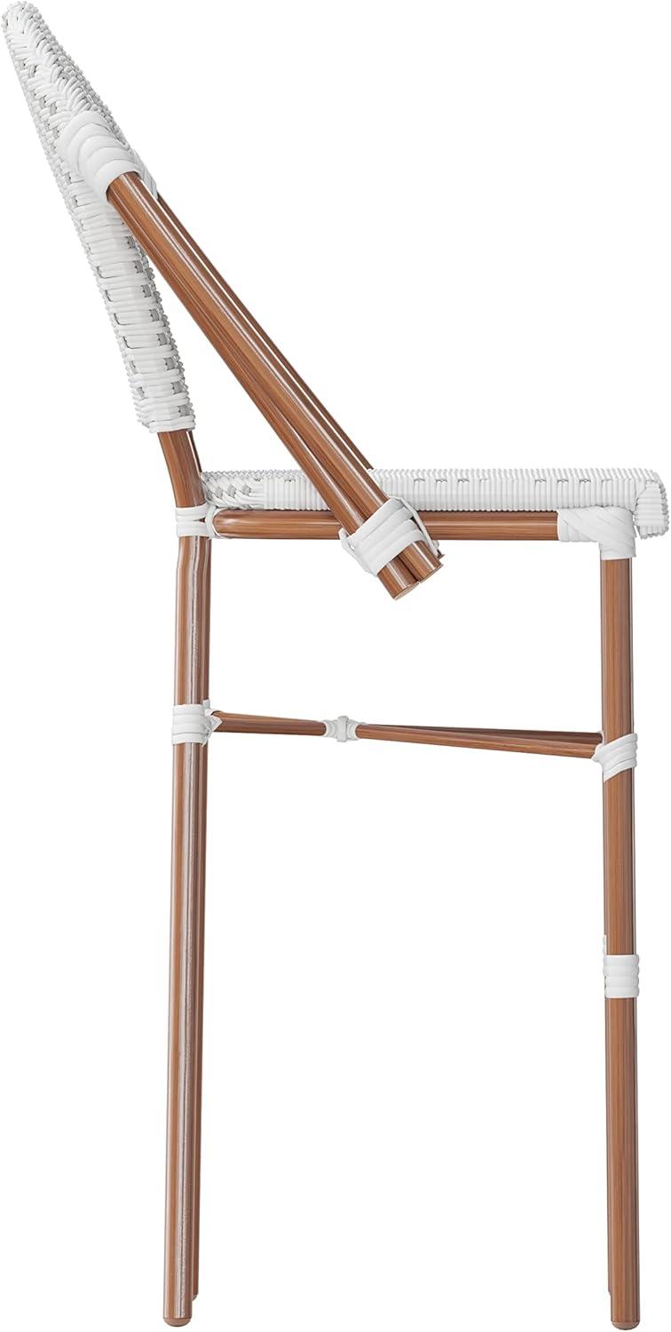 imageFlash Furniture Lourdes Commercial Grade Bistro Barstool Stackable IndoorOutdoor Dining Stool 30quotHigh NaturalWhite ampamp Light Natural Finish Set of 2White GrayNatural Frame