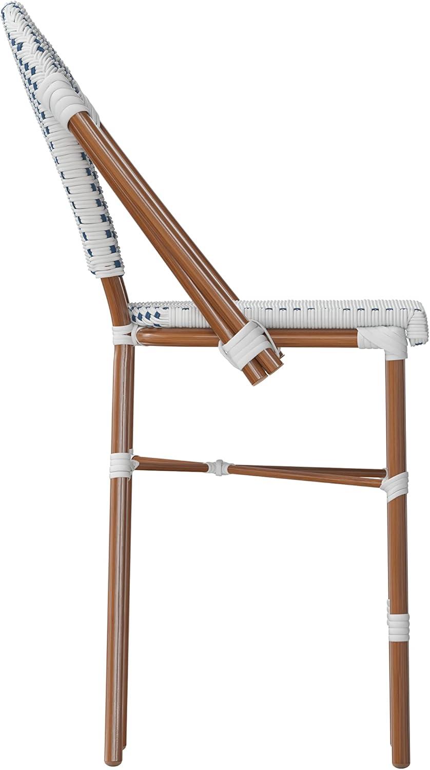 imageFlash Furniture Lourdes Commercial Grade Bistro Counter Stool Stackable IndoorOutdoor Dining Stool 26quotHigh NaturalWhiteLight Natural Finish Set of 2White NavyNatural Frame