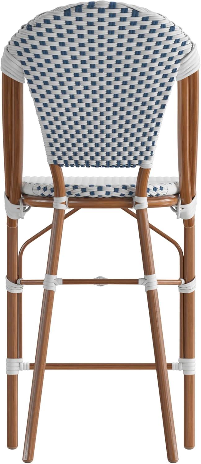 imageFlash Furniture Lourdes Commercial Grade Bistro Counter Stool Stackable IndoorOutdoor Dining Stool 26quotHigh NaturalWhiteLight Natural Finish Set of 2White NavyNatural Frame