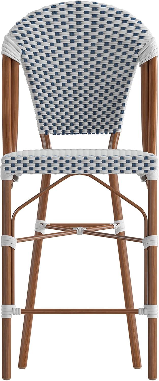 imageFlash Furniture Lourdes Commercial Grade Bistro Counter Stool Stackable IndoorOutdoor Dining Stool 26quotHigh NaturalWhiteLight Natural Finish Set of 2White NavyNatural Frame