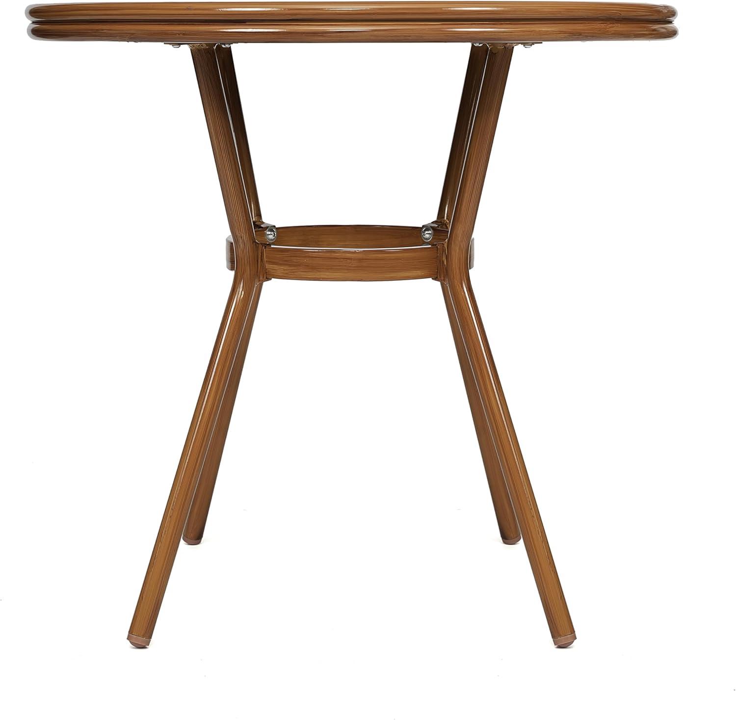 imageFlash Furniture Lourdes IndoorOutdoor Commercial Bistro Table Tempered Glass Top PE Rattan Lt NAT Bamboo Print Aluminum Frame 315quot NATWhiteBlack White RattanNatural Frame
