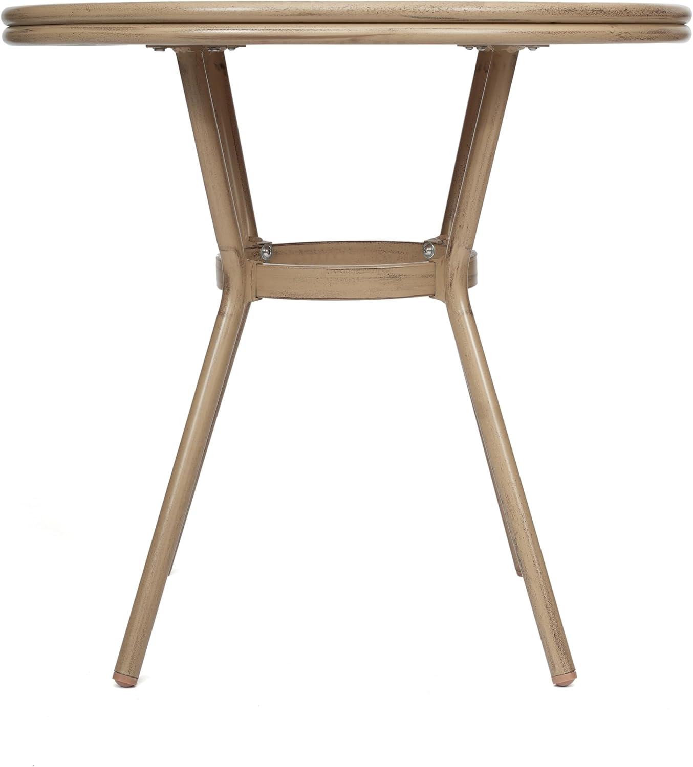 imageFlash Furniture Lourdes IndoorOutdoor Commercial Bistro Table Tempered Glass Top PE Rattan Lt NAT Bamboo Print Aluminum Frame 315quot NATWhiteNatural White RattanLight Natural Frame