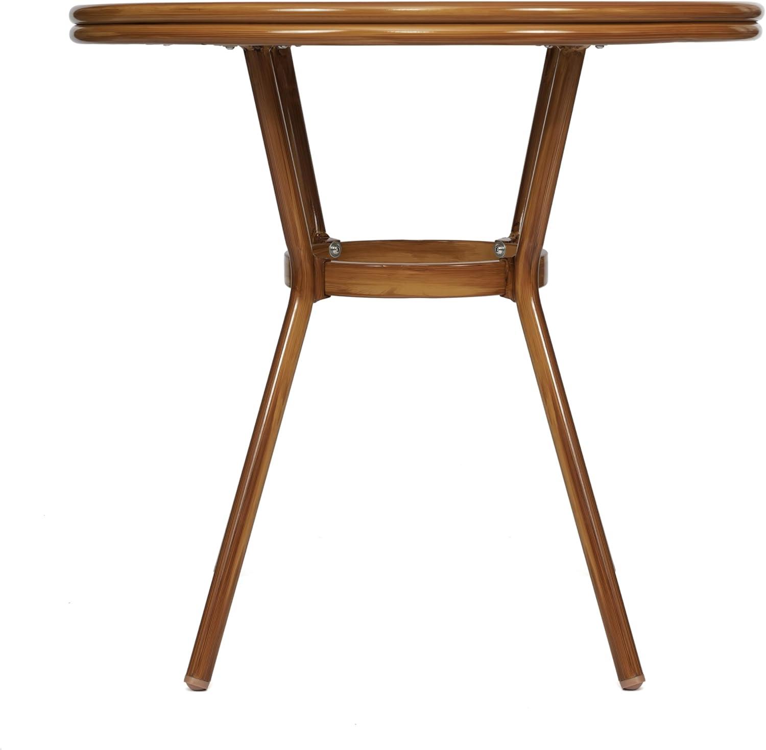 imageFlash Furniture Lourdes IndoorOutdoor Commercial Bistro Table Tempered Glass Top PE Rattan Lt NAT Bamboo Print Aluminum Frame 315quot NATWhiteWhite Navy RattanNatural Frame