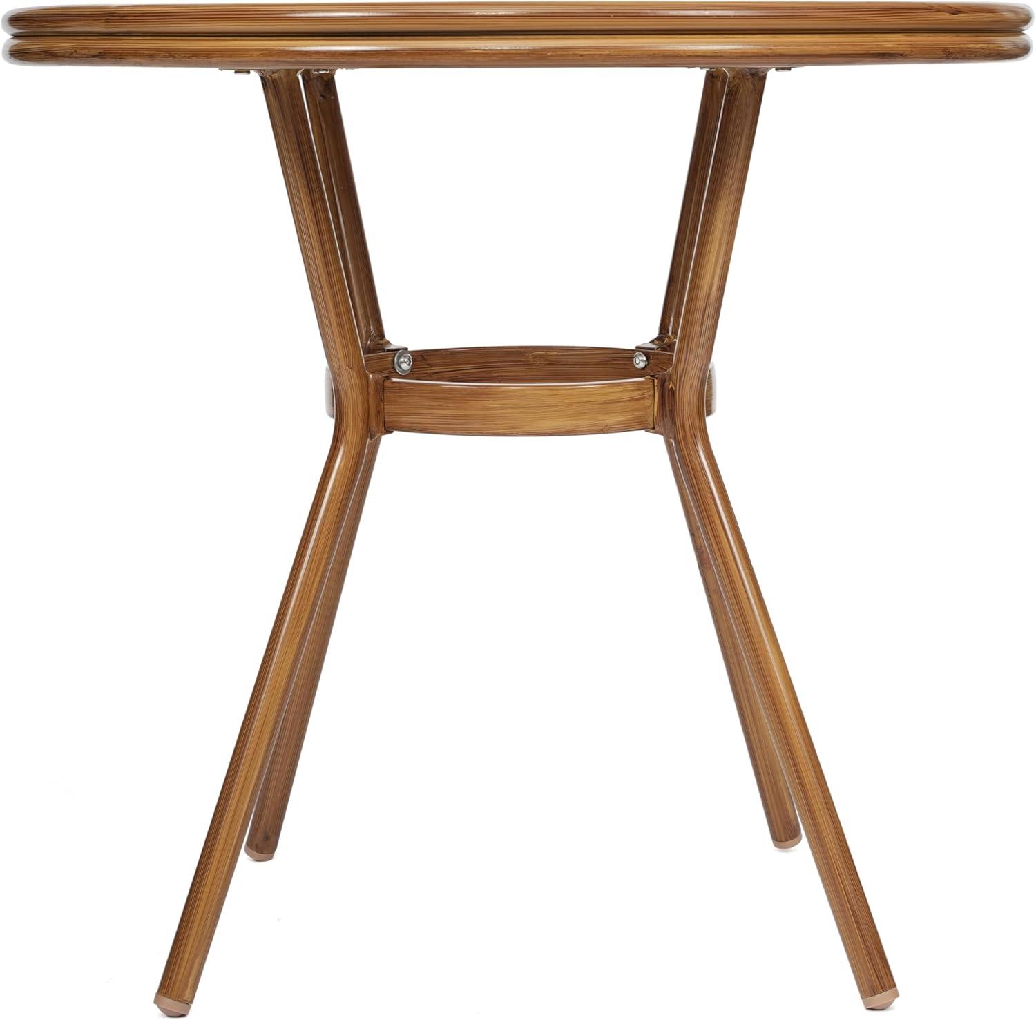 imageFlash Furniture Lourdes IndoorOutdoor Commercial Bistro Table Tempered Glass Top PE Rattan Lt NAT Bamboo Print Aluminum Frame 315quot NATWhiteWhite Gray RattanNatural Frame