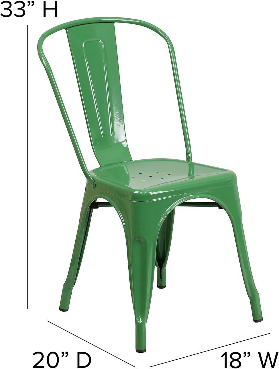imageFlash Furniture Luke Commercial Grade 4 Pack Green Metal IndoorOutdoor Stackable Chair