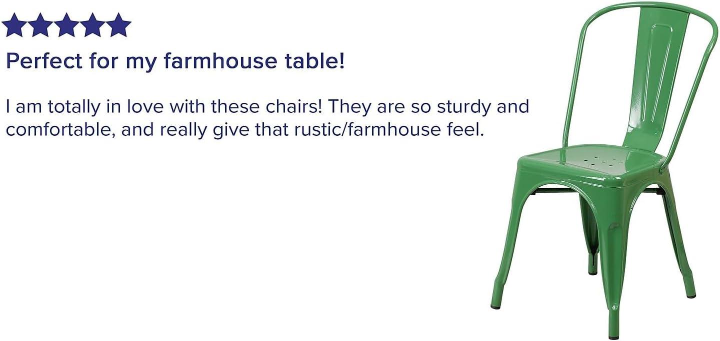 imageFlash Furniture Luke Commercial Grade 4 Pack Green Metal IndoorOutdoor Stackable Chair