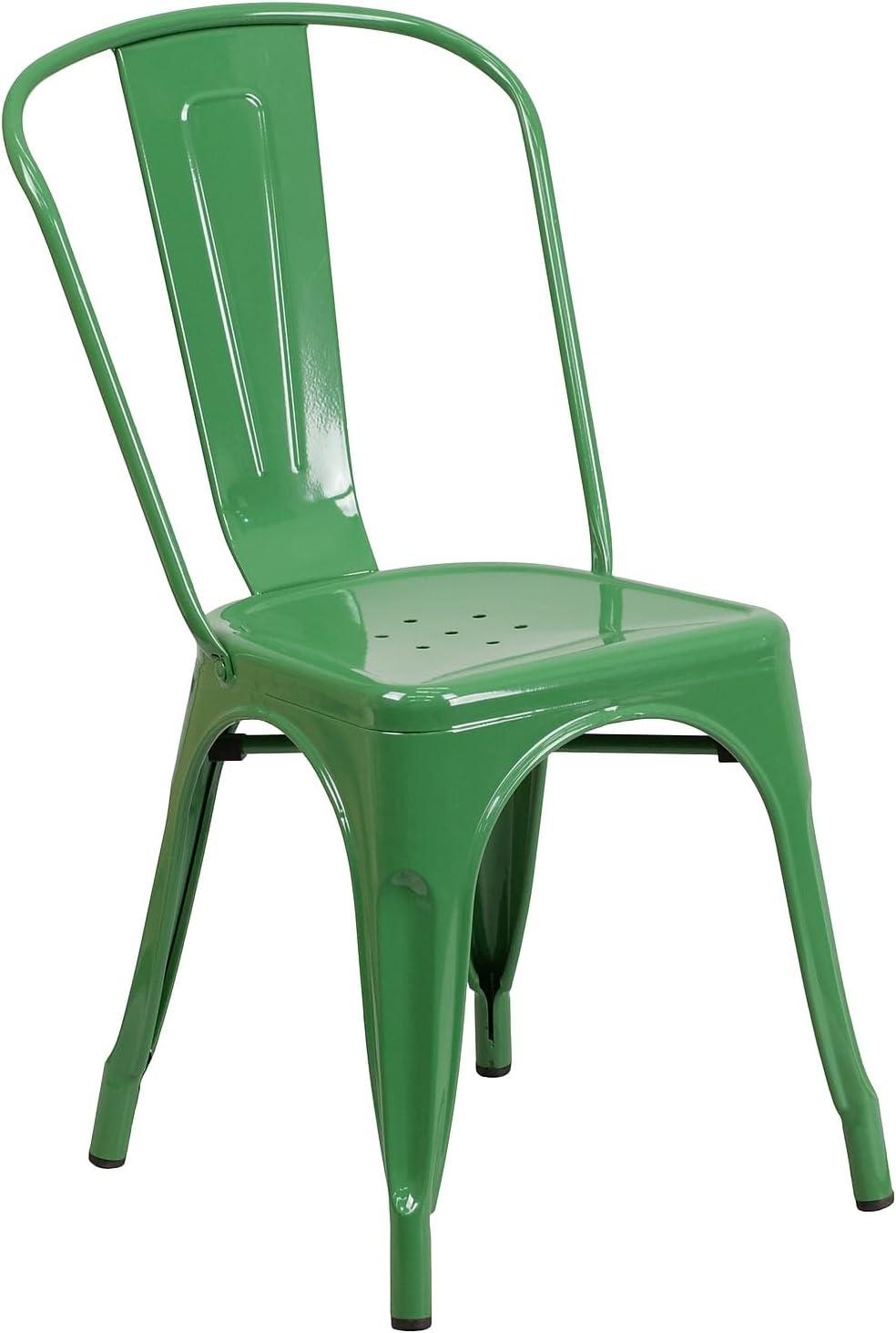 imageFlash Furniture Luke Commercial Grade 4 Pack Green Metal IndoorOutdoor Stackable Chair