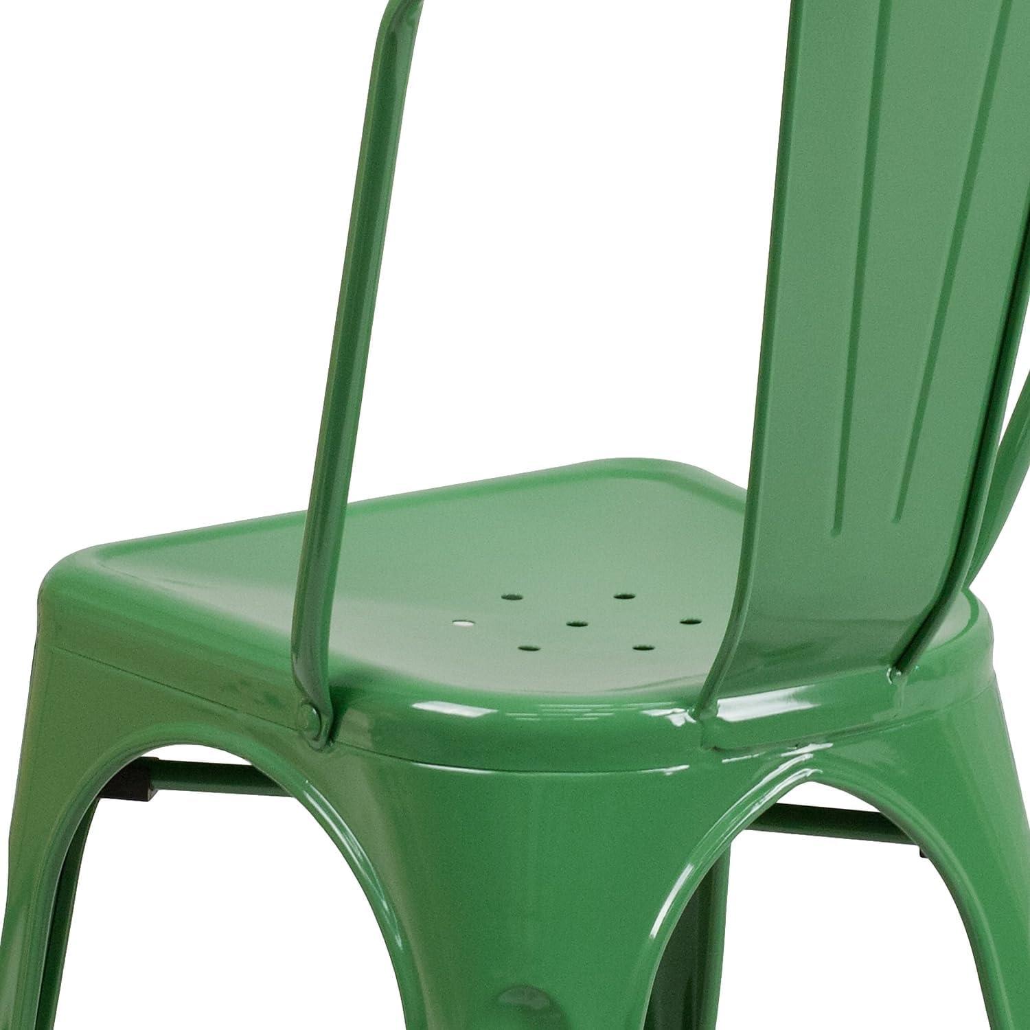 imageFlash Furniture Luke Commercial Grade 4 Pack Green Metal IndoorOutdoor Stackable Chair