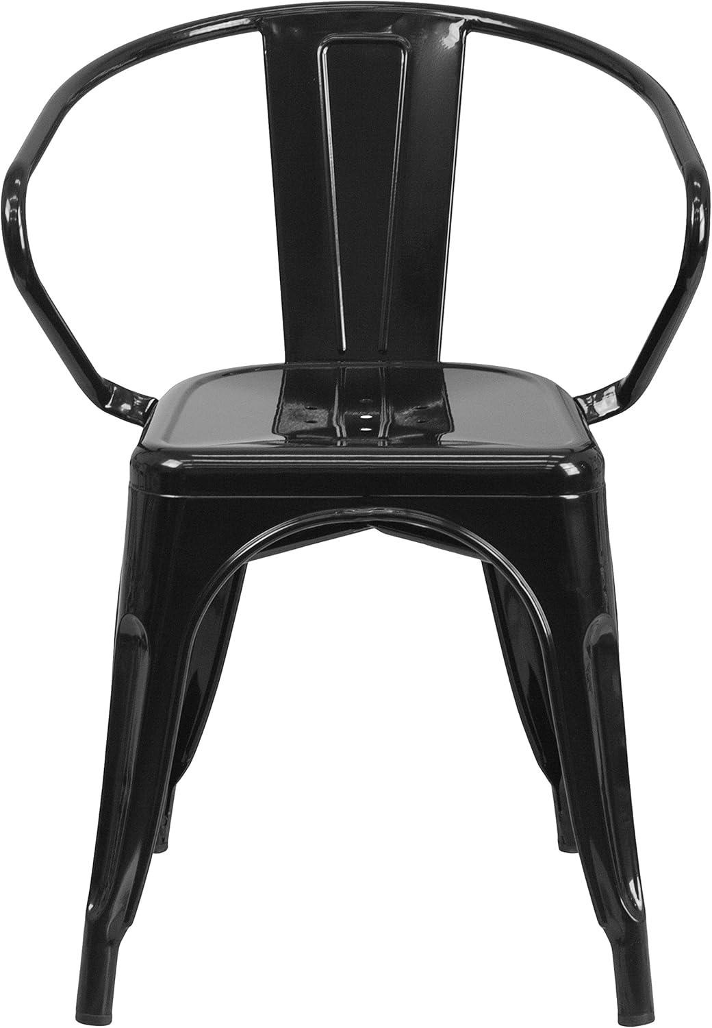 imageFlash Furniture Luna Commercial Grade Black Metal IndoorOutdoor Chair with ArmsBlack