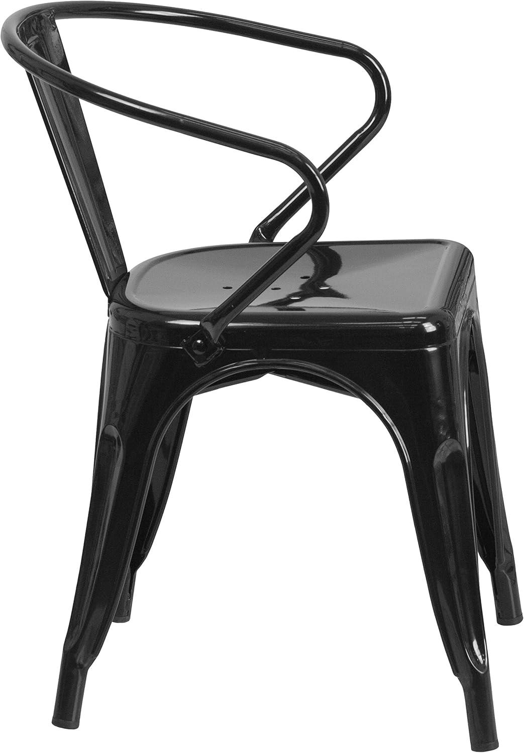 imageFlash Furniture Luna Commercial Grade Black Metal IndoorOutdoor Chair with ArmsBlack