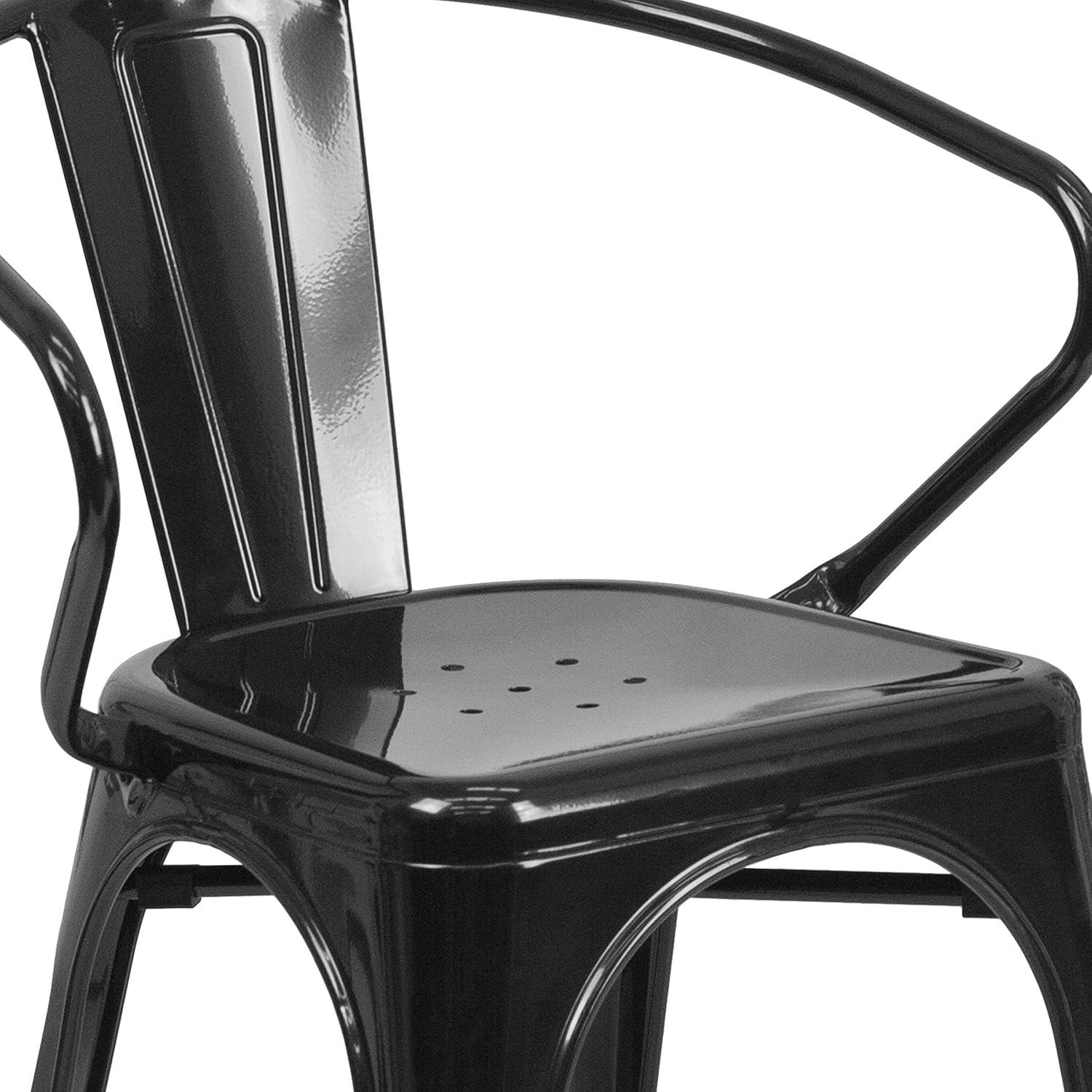 imageFlash Furniture Luna Commercial Grade Black Metal IndoorOutdoor Chair with ArmsBlack