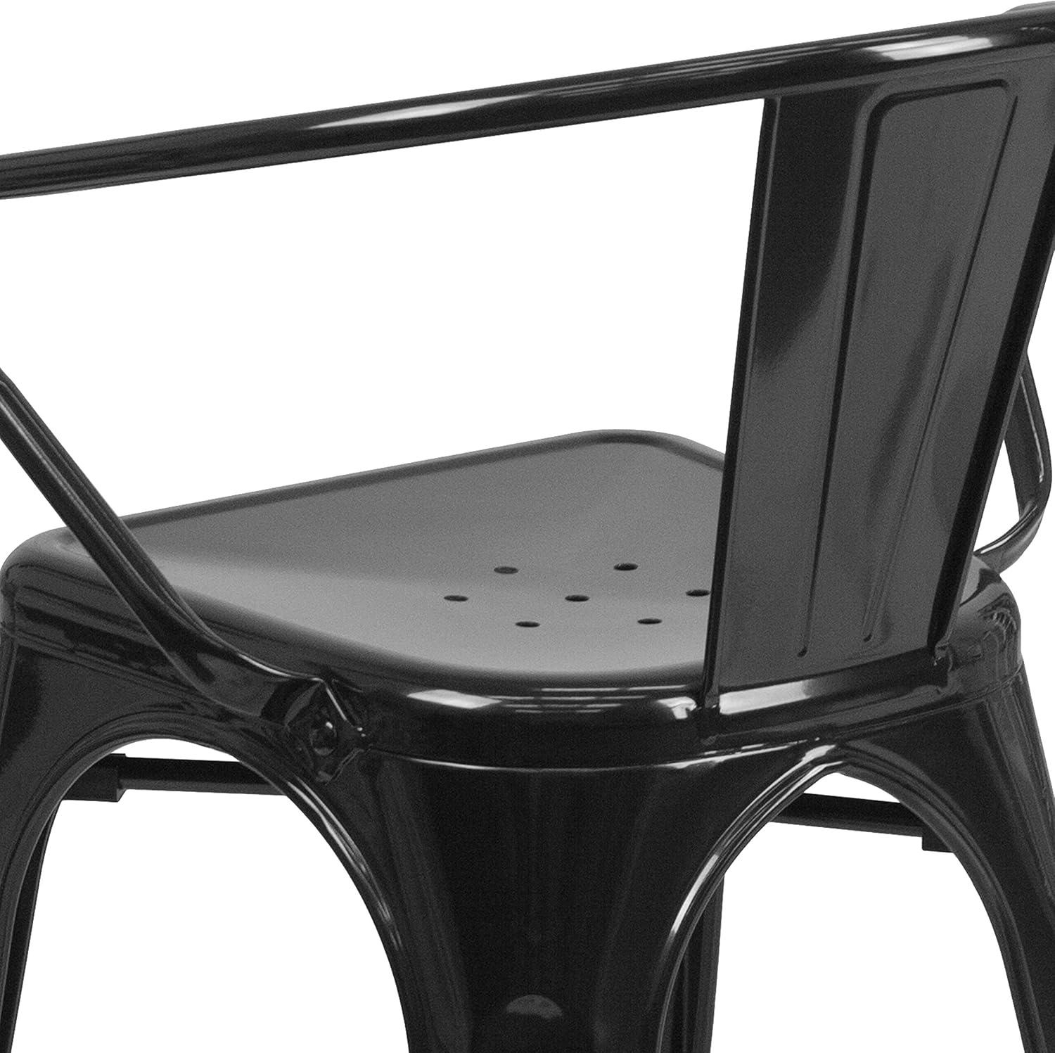 imageFlash Furniture Luna Commercial Grade Black Metal IndoorOutdoor Chair with ArmsBlack