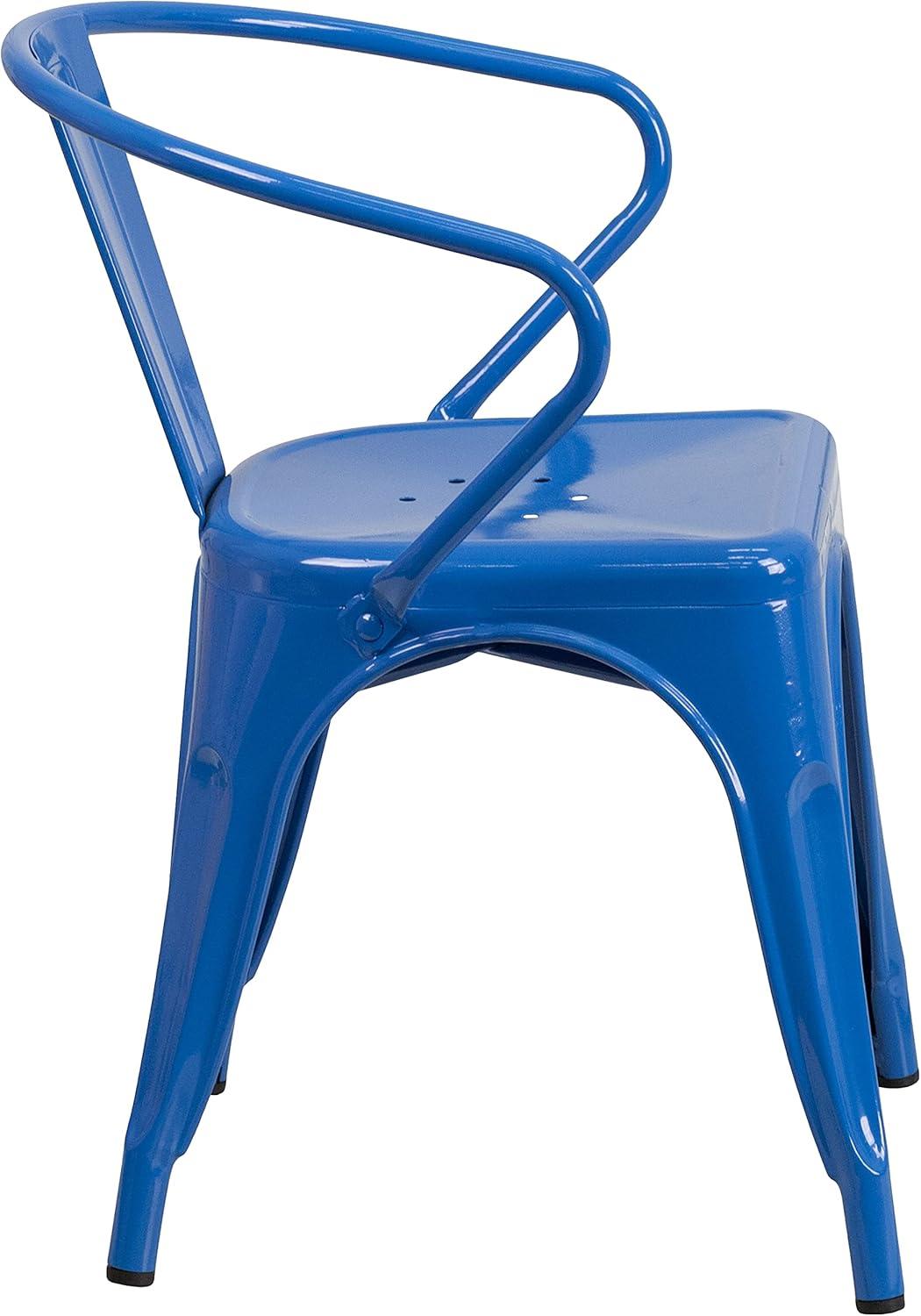 imageFlash Furniture Luna Commercial Grade Black Metal IndoorOutdoor Chair with ArmsBlue