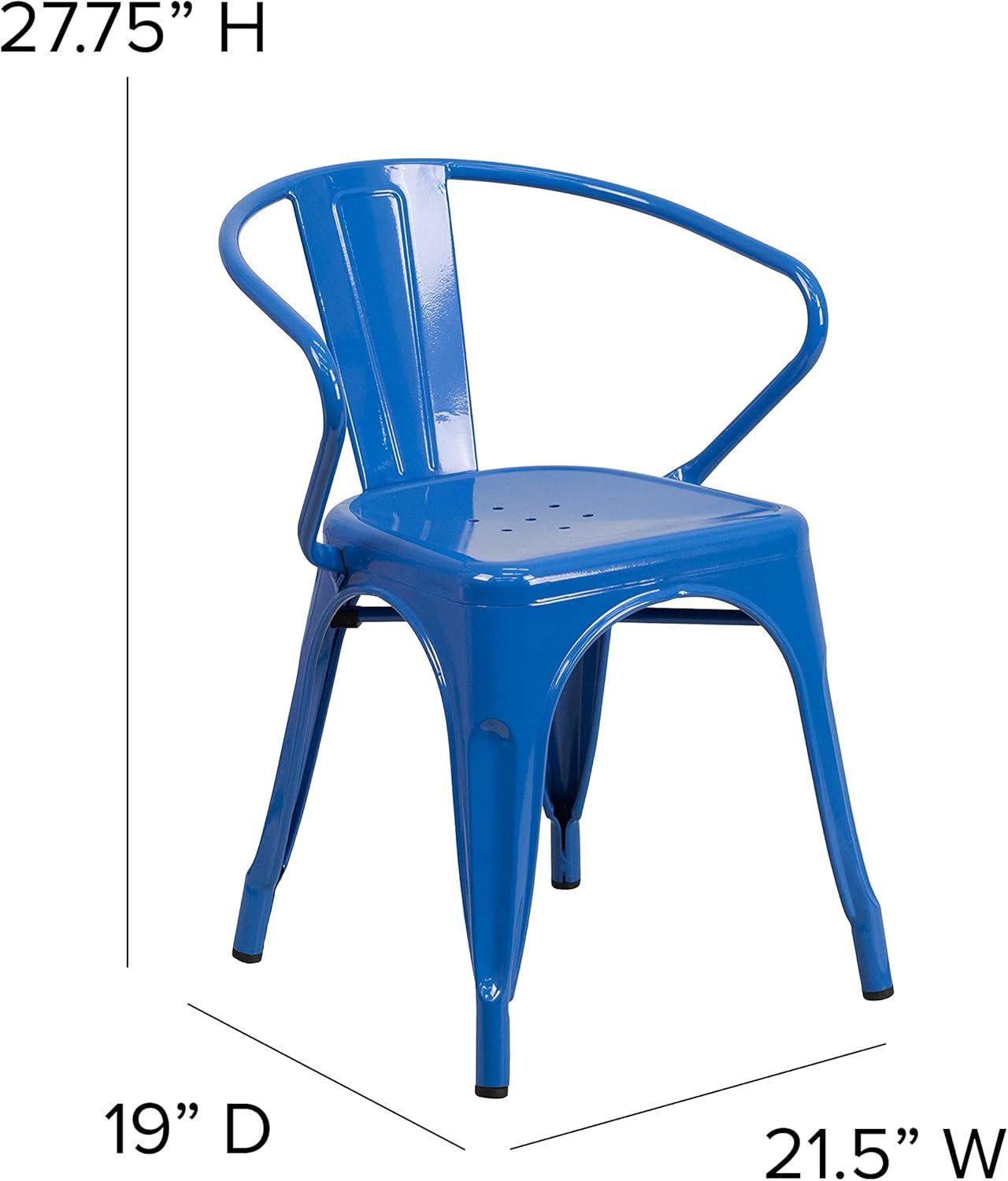 imageFlash Furniture Luna Commercial Grade Black Metal IndoorOutdoor Chair with ArmsBlue