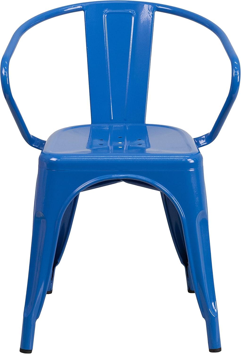 imageFlash Furniture Luna Commercial Grade Black Metal IndoorOutdoor Chair with ArmsBlue