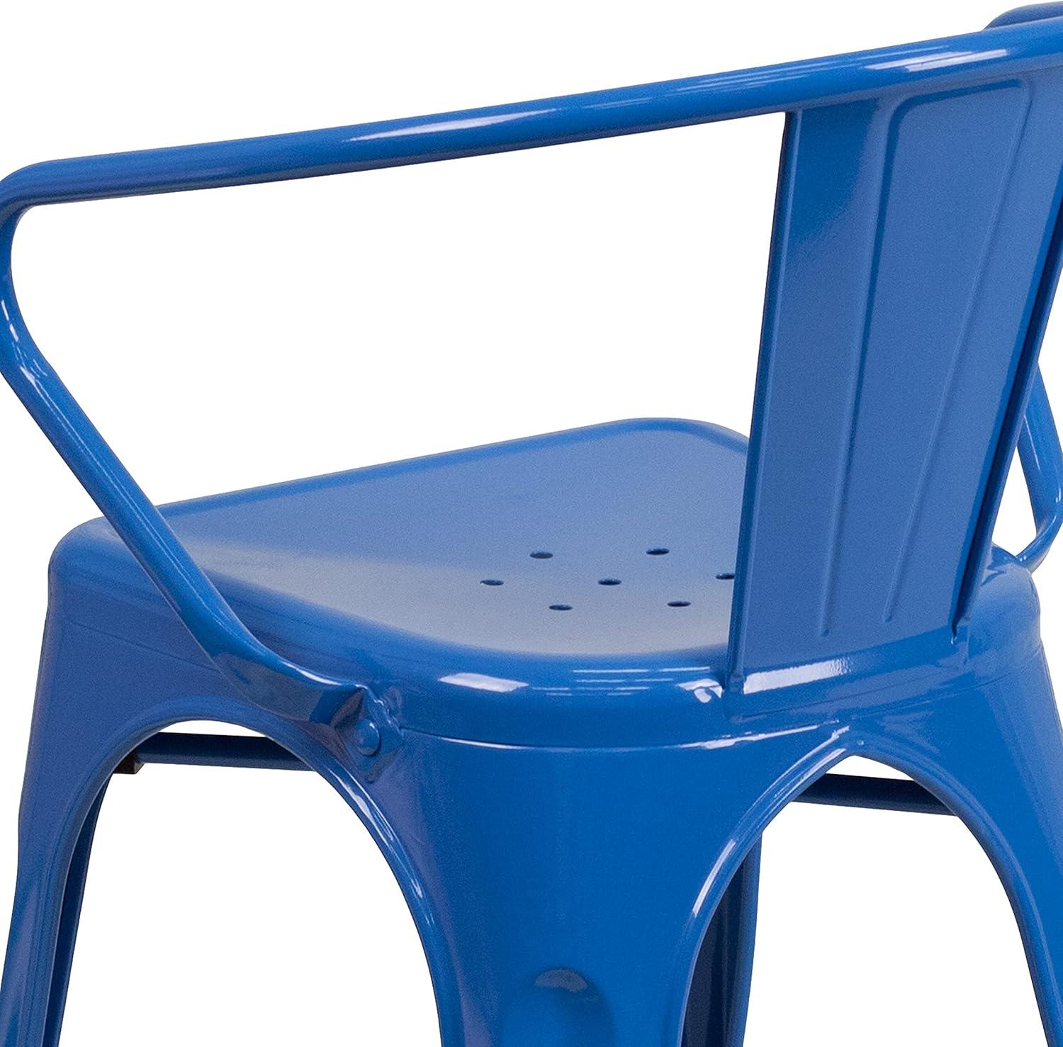 imageFlash Furniture Luna Commercial Grade Black Metal IndoorOutdoor Chair with ArmsBlue