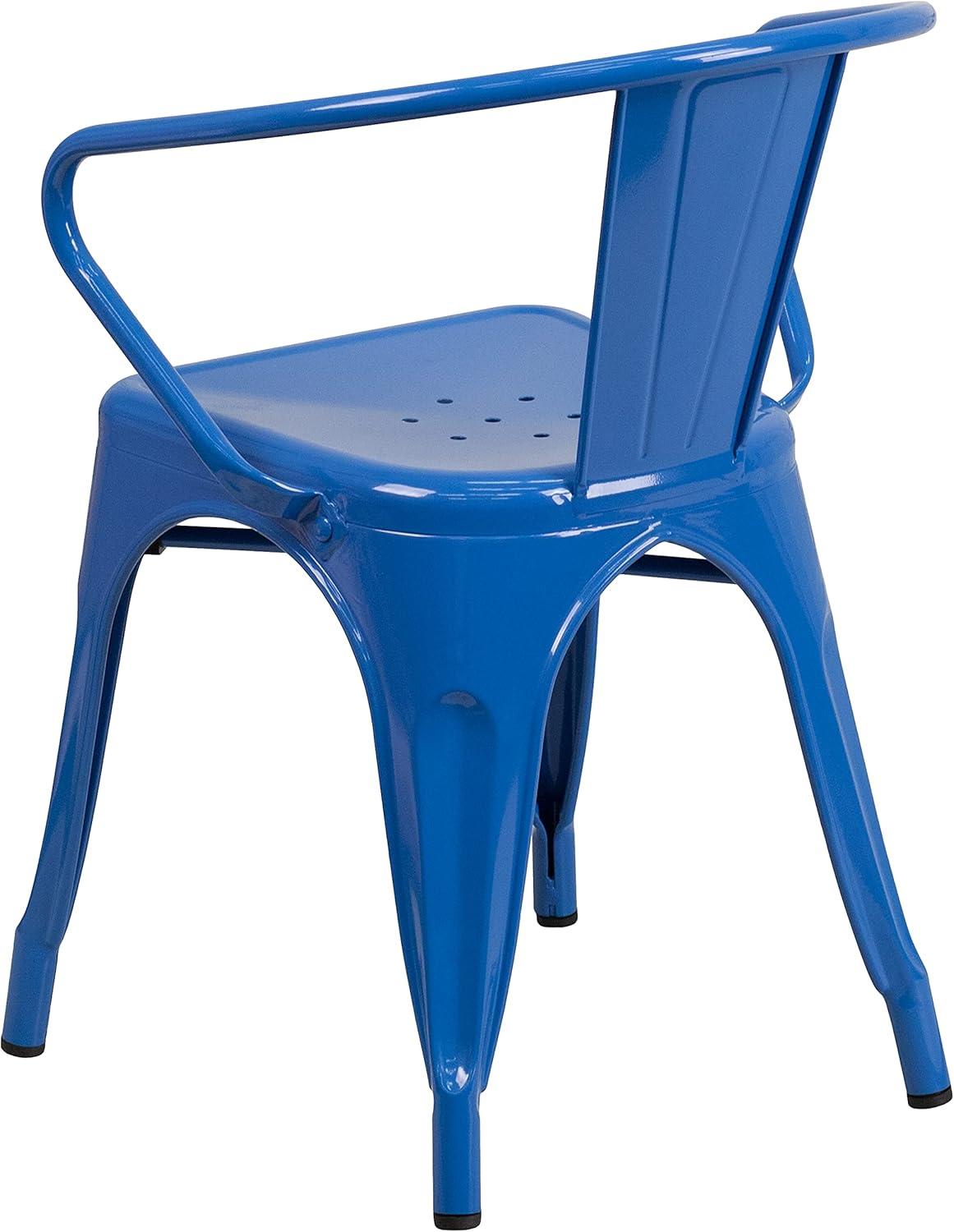 imageFlash Furniture Luna Commercial Grade Black Metal IndoorOutdoor Chair with ArmsBlue