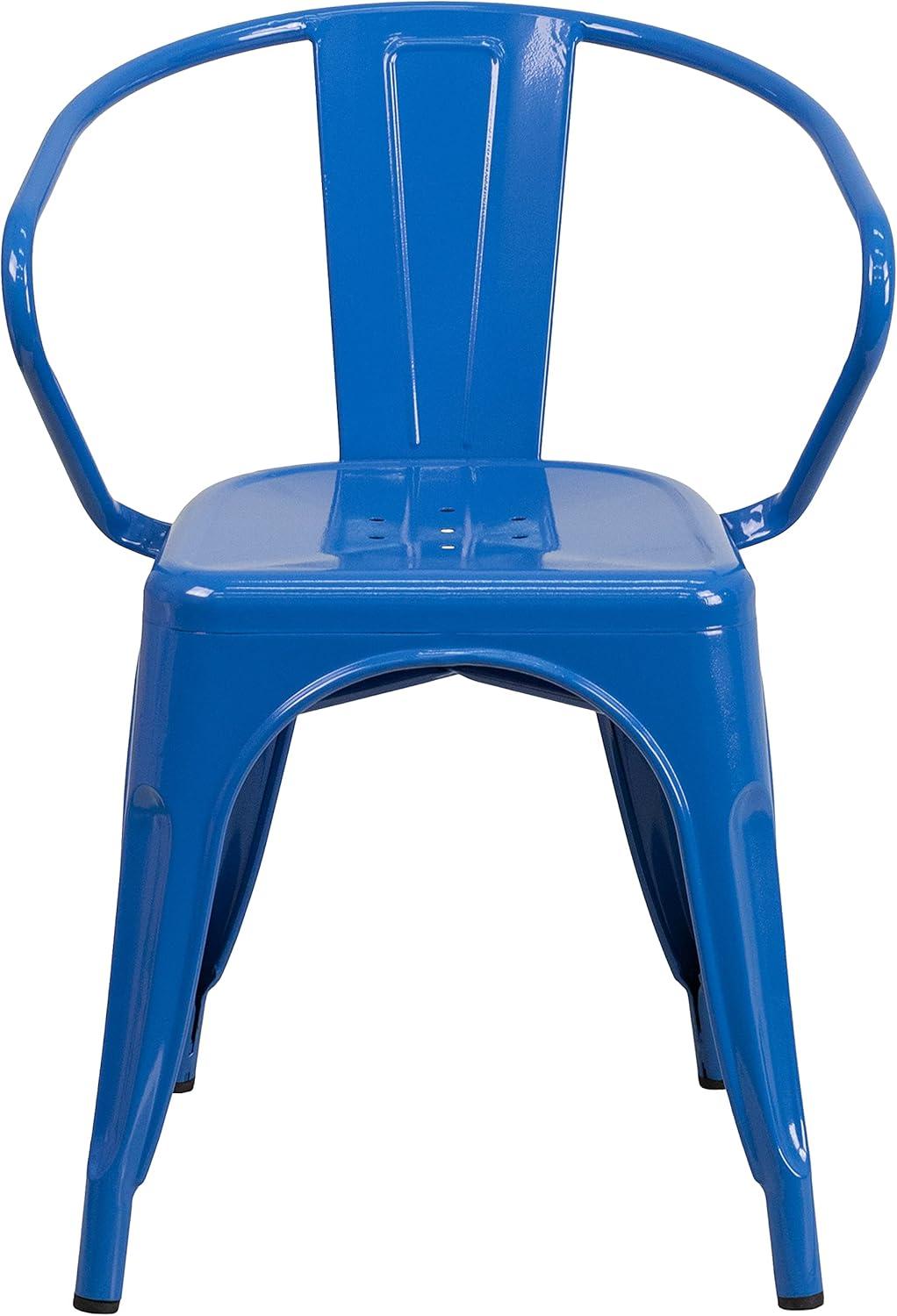 imageFlash Furniture Luna Commercial Grade Black Metal IndoorOutdoor Chair with ArmsBlue