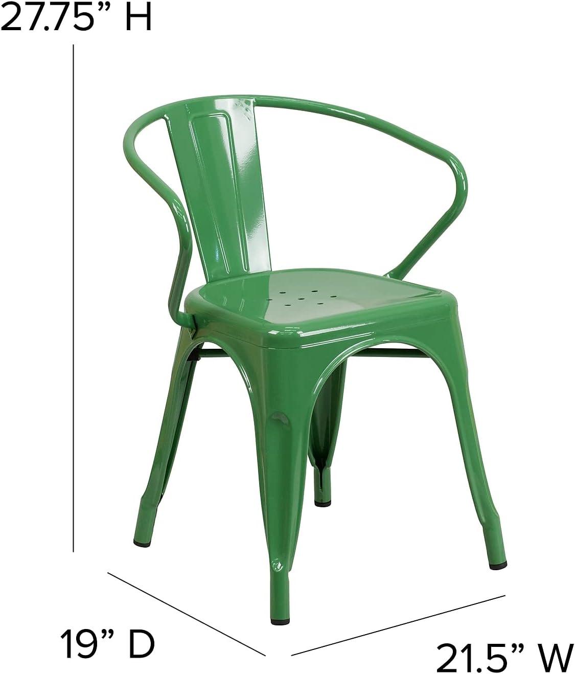 imageFlash Furniture Luna Commercial Grade Black Metal IndoorOutdoor Chair with ArmsGreen