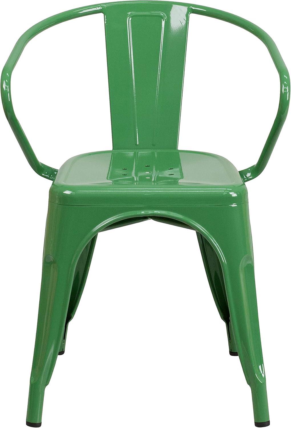 imageFlash Furniture Luna Commercial Grade Black Metal IndoorOutdoor Chair with ArmsGreen
