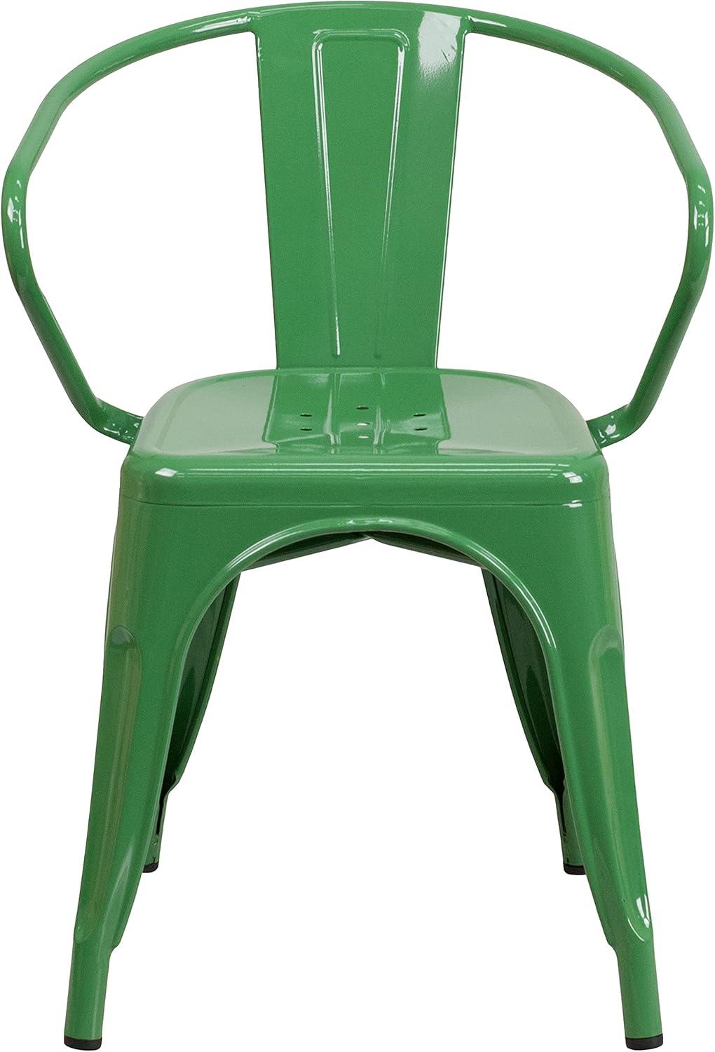 imageFlash Furniture Luna Commercial Grade Black Metal IndoorOutdoor Chair with ArmsGreen