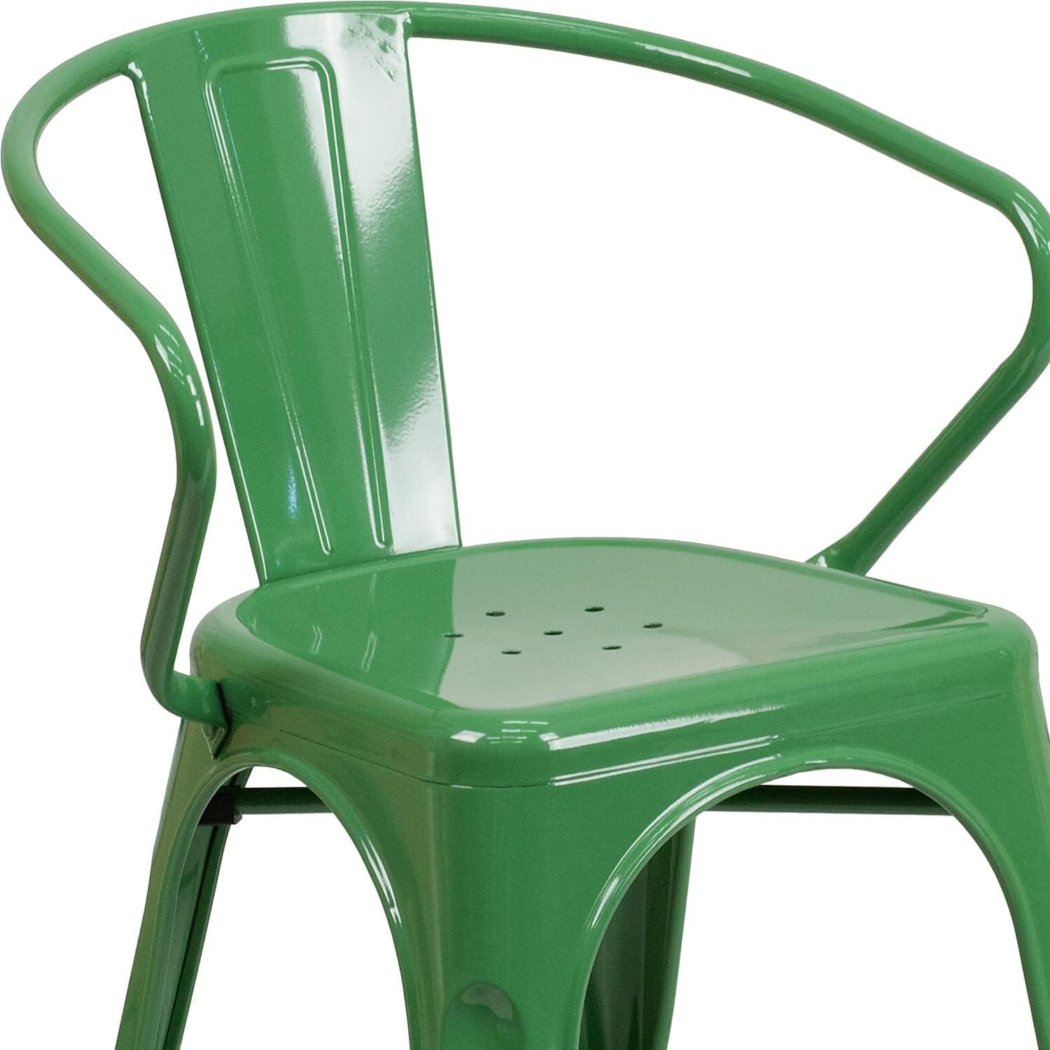 imageFlash Furniture Luna Commercial Grade Black Metal IndoorOutdoor Chair with ArmsGreen