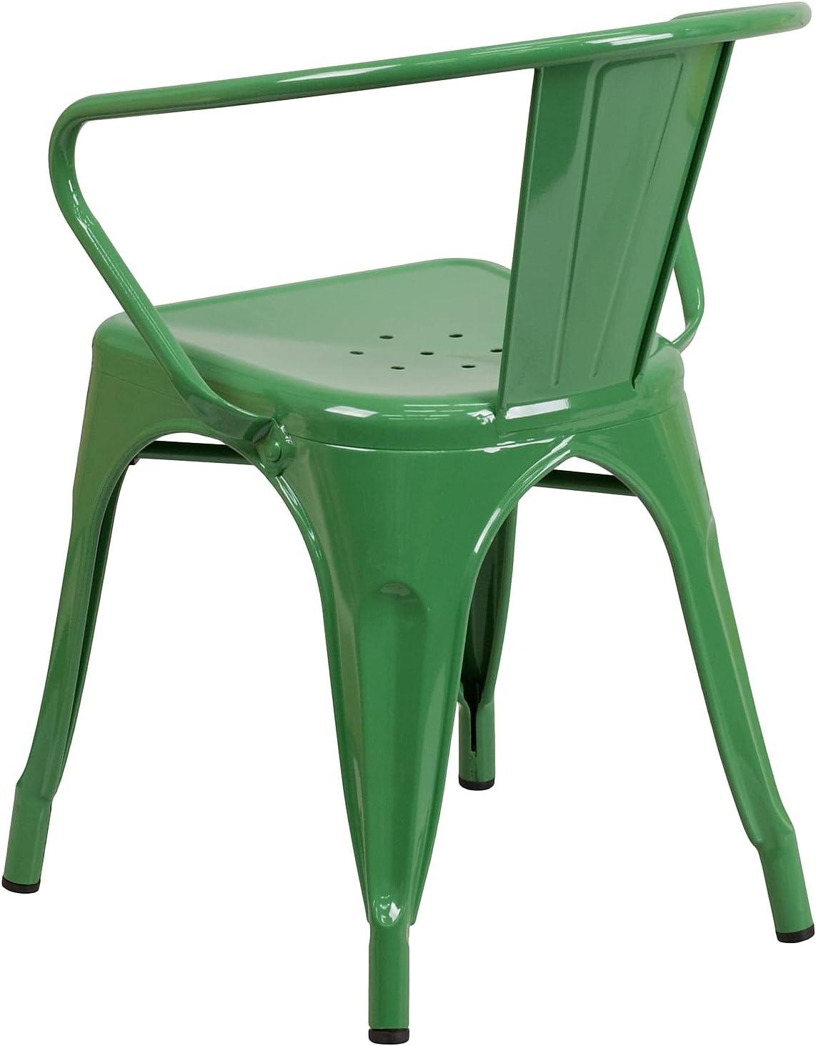 imageFlash Furniture Luna Commercial Grade Black Metal IndoorOutdoor Chair with ArmsGreen