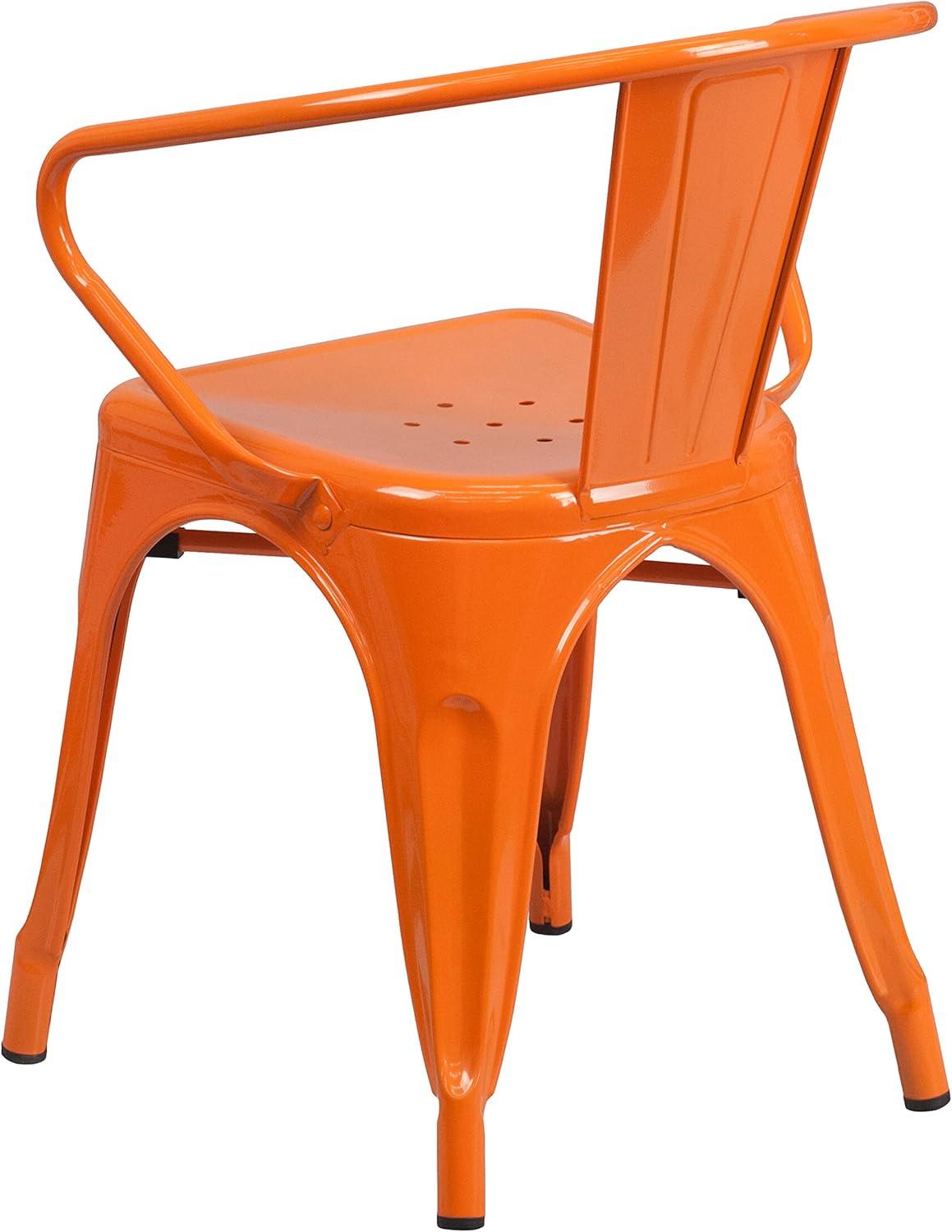imageFlash Furniture Luna Commercial Grade Black Metal IndoorOutdoor Chair with ArmsOrange
