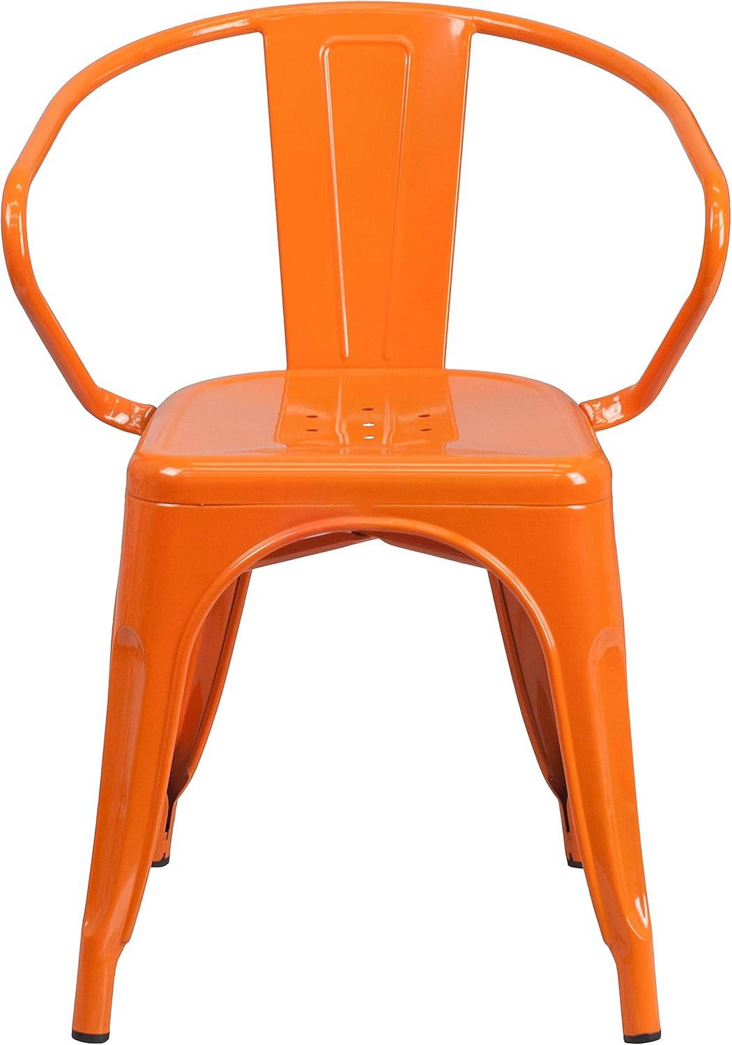 imageFlash Furniture Luna Commercial Grade Black Metal IndoorOutdoor Chair with ArmsOrange