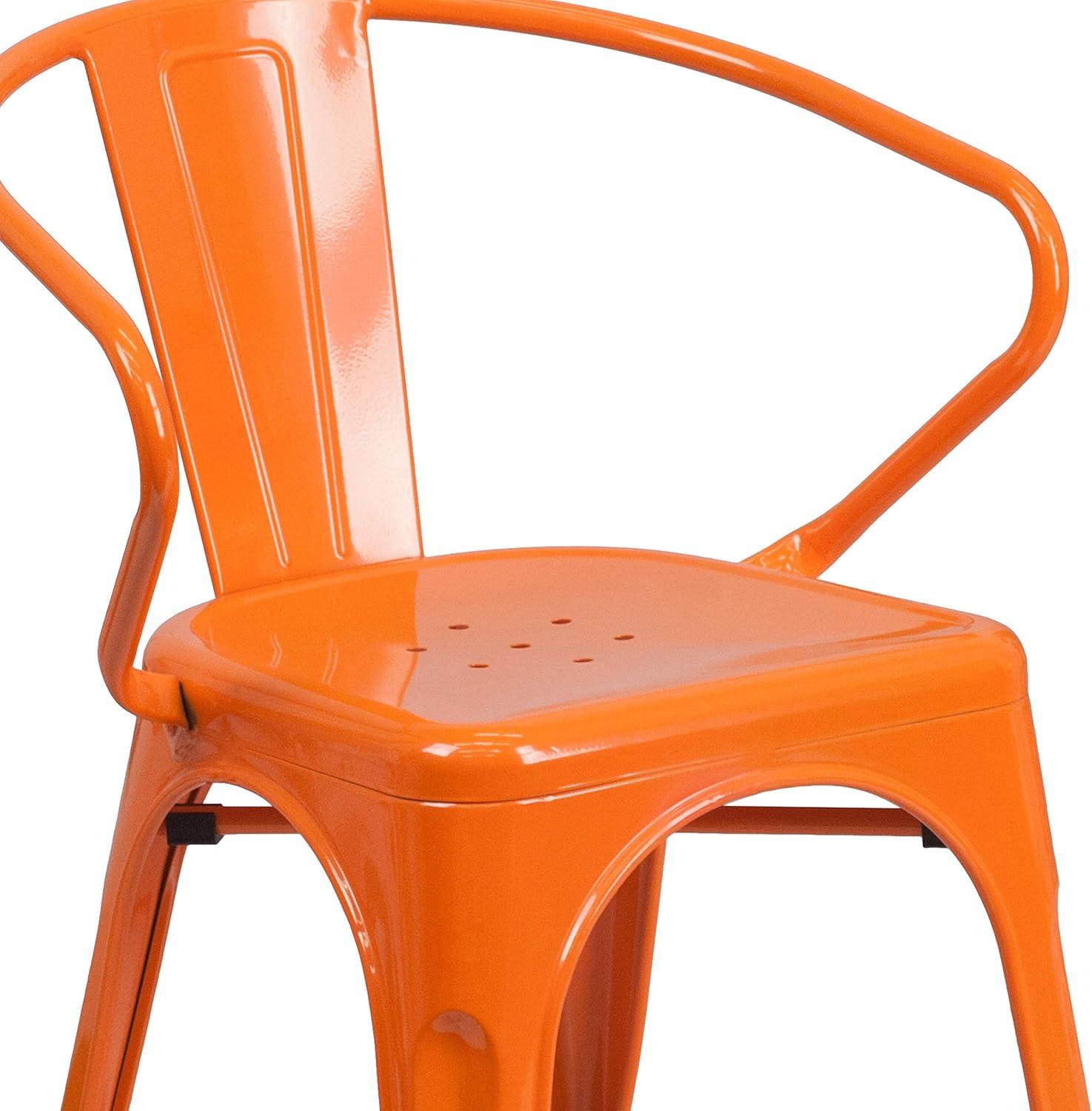 imageFlash Furniture Luna Commercial Grade Black Metal IndoorOutdoor Chair with ArmsOrange