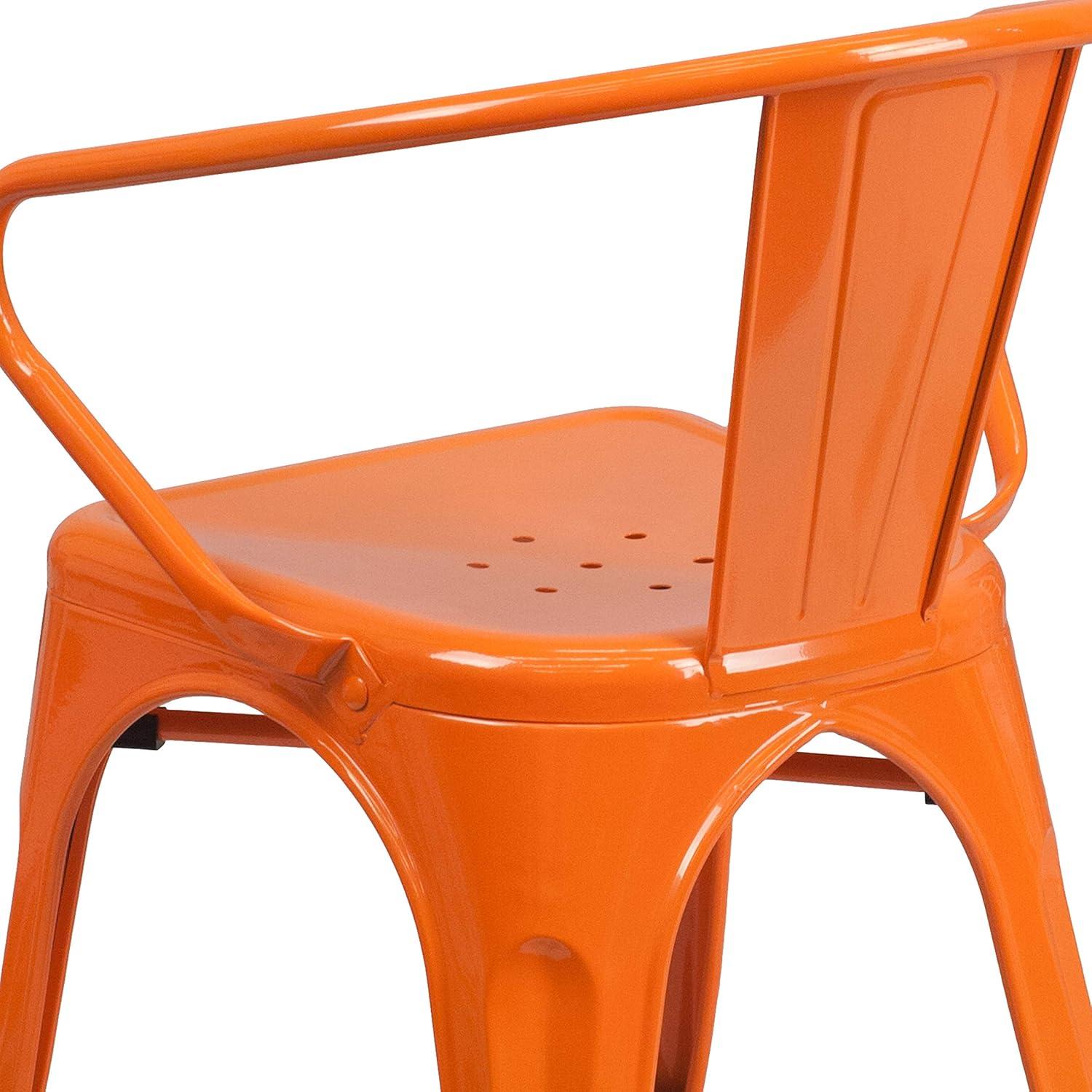 imageFlash Furniture Luna Commercial Grade Black Metal IndoorOutdoor Chair with ArmsOrange