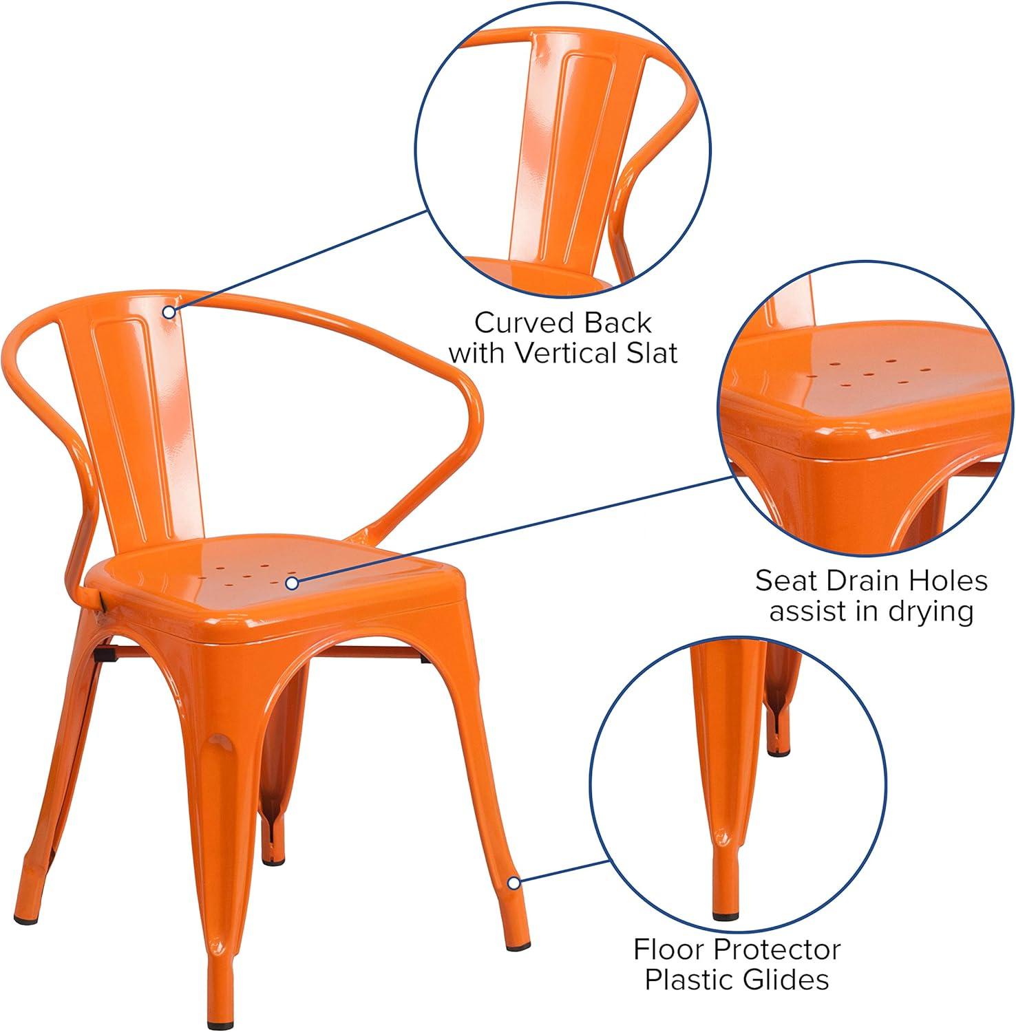 imageFlash Furniture Luna Commercial Grade Black Metal IndoorOutdoor Chair with ArmsOrange