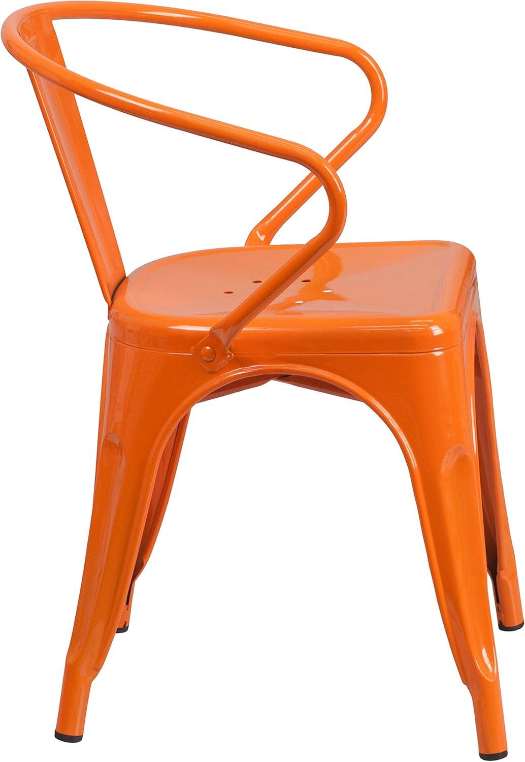 imageFlash Furniture Luna Commercial Grade Black Metal IndoorOutdoor Chair with ArmsOrange