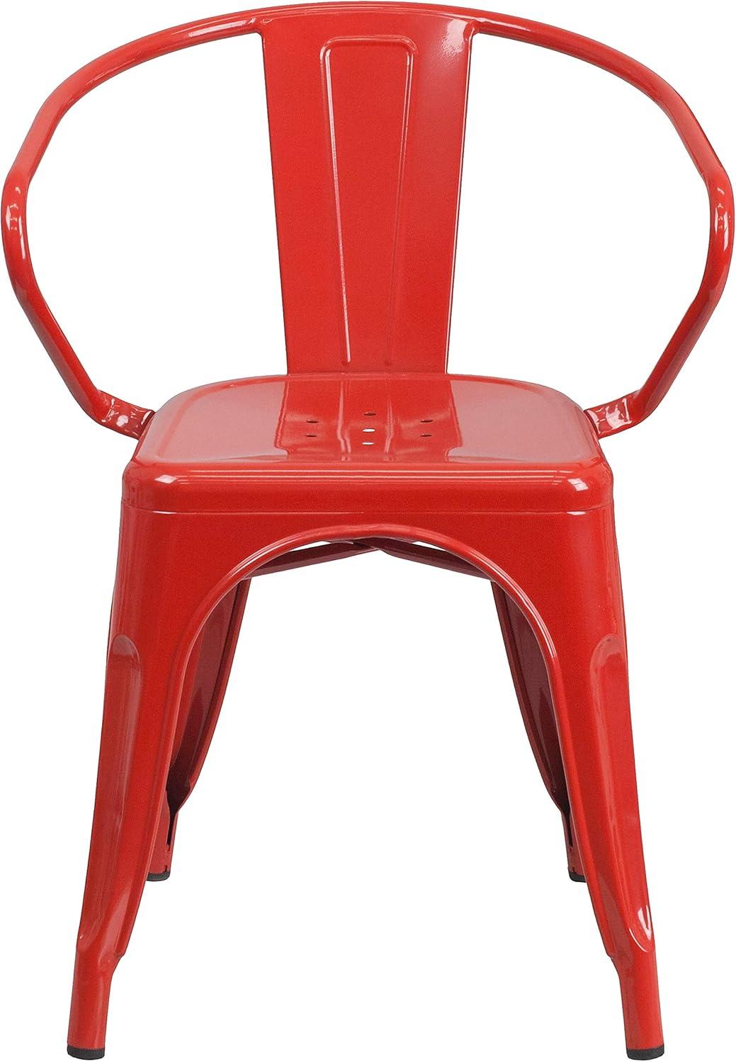 imageFlash Furniture Luna Commercial Grade Black Metal IndoorOutdoor Chair with ArmsRed