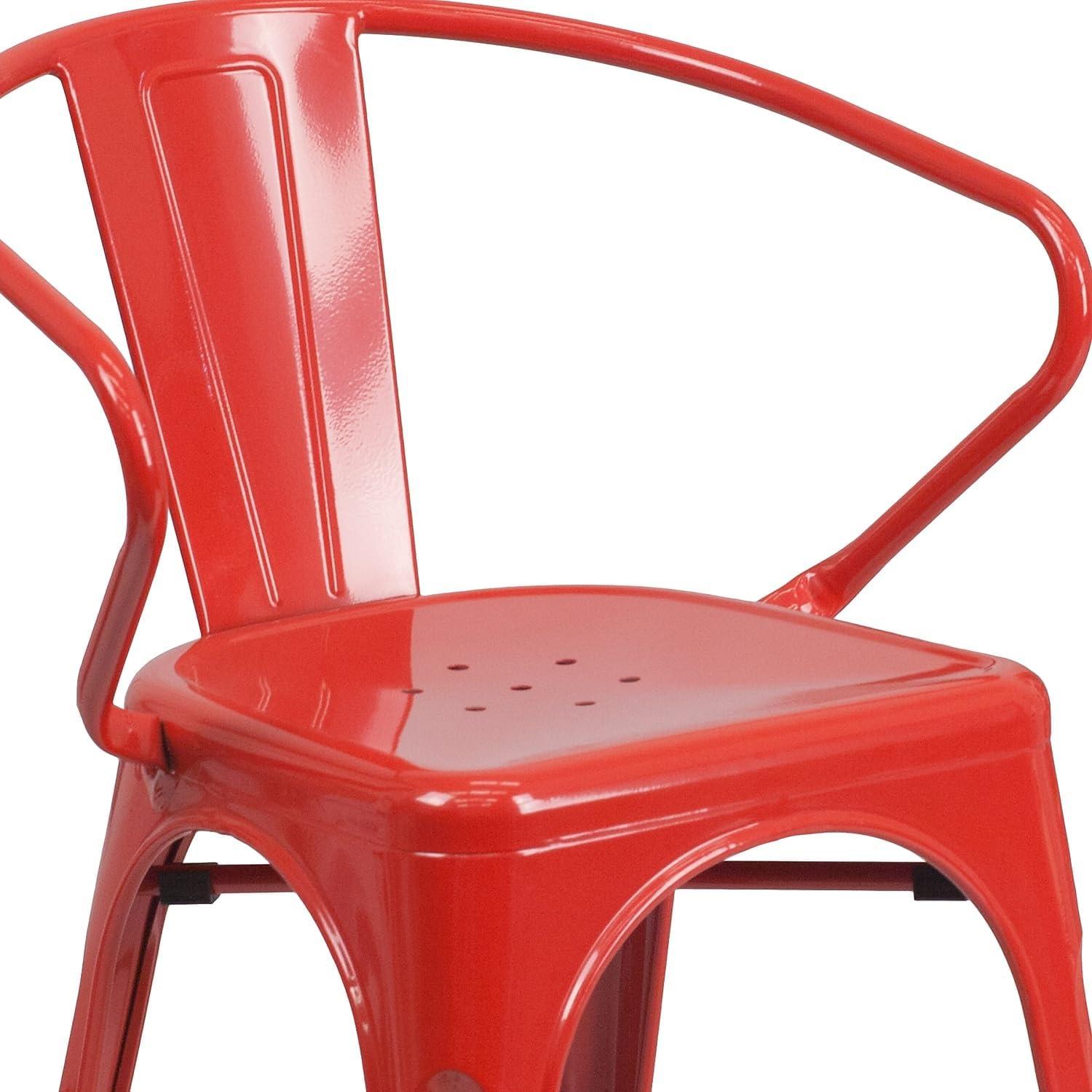 imageFlash Furniture Luna Commercial Grade Black Metal IndoorOutdoor Chair with ArmsRed