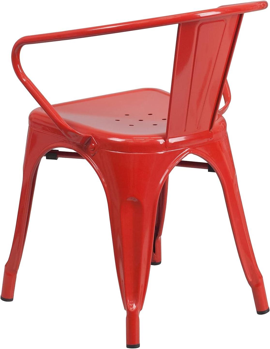 imageFlash Furniture Luna Commercial Grade Black Metal IndoorOutdoor Chair with ArmsRed